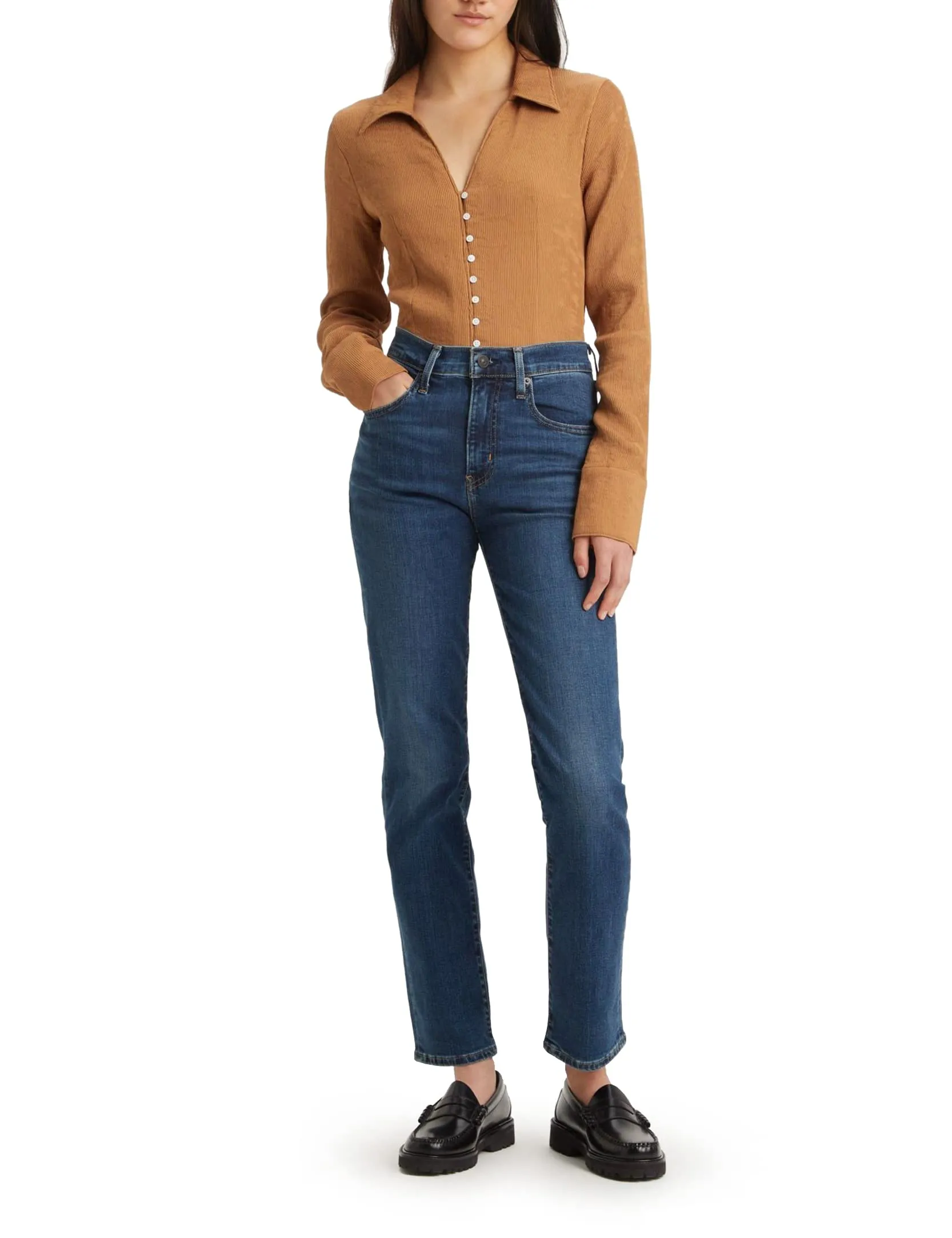Levi's 724 High Rise Straight Jeans Donna, Blue Wave Dark, 33W / 32L - immagine 1