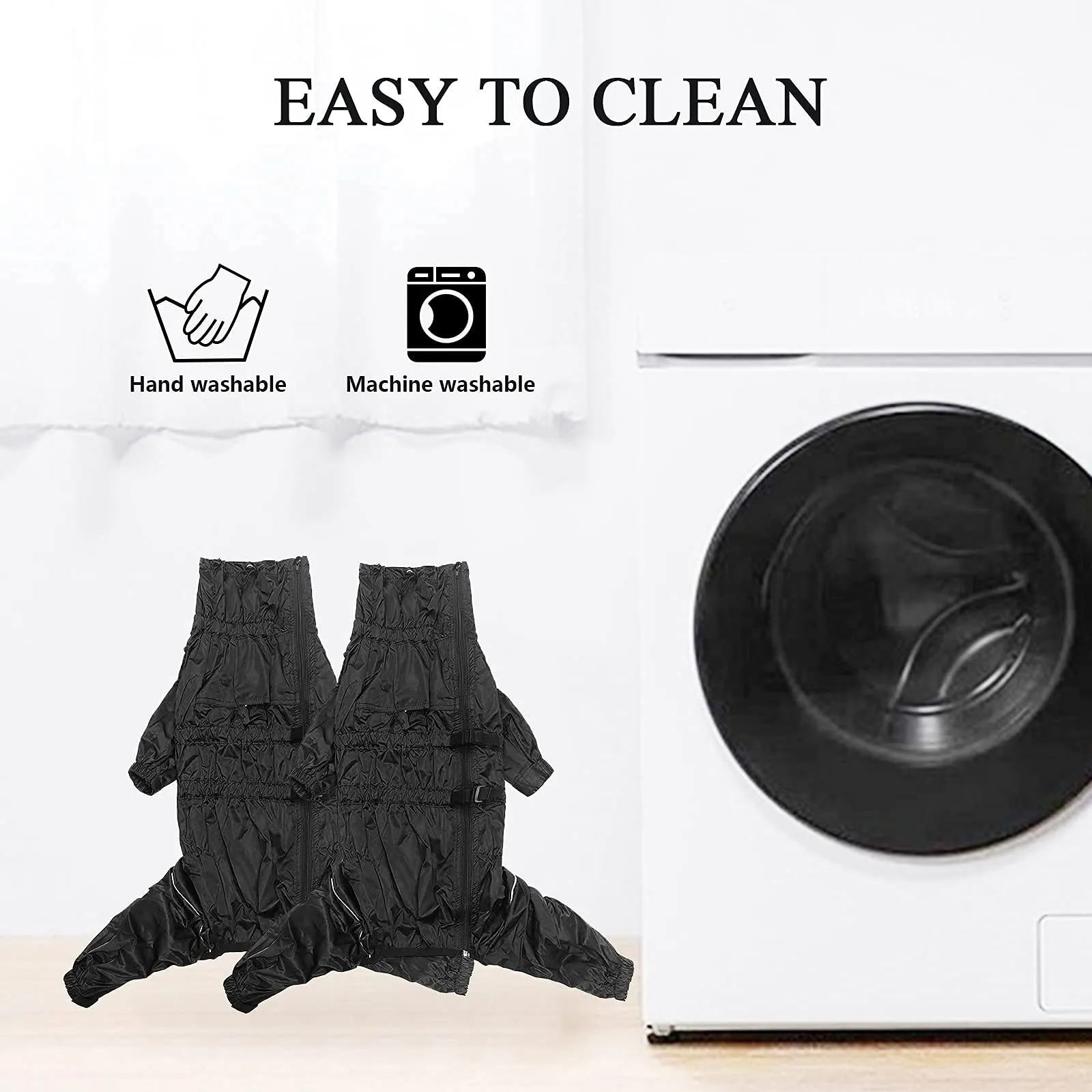 Morezi Impermeabile per Cani a Collo Alto, Cappotto Impermeabile a Quattro Zampe con Cerniera Posteriore e Polsini Elastici, Nero, XXXL - immagine 5