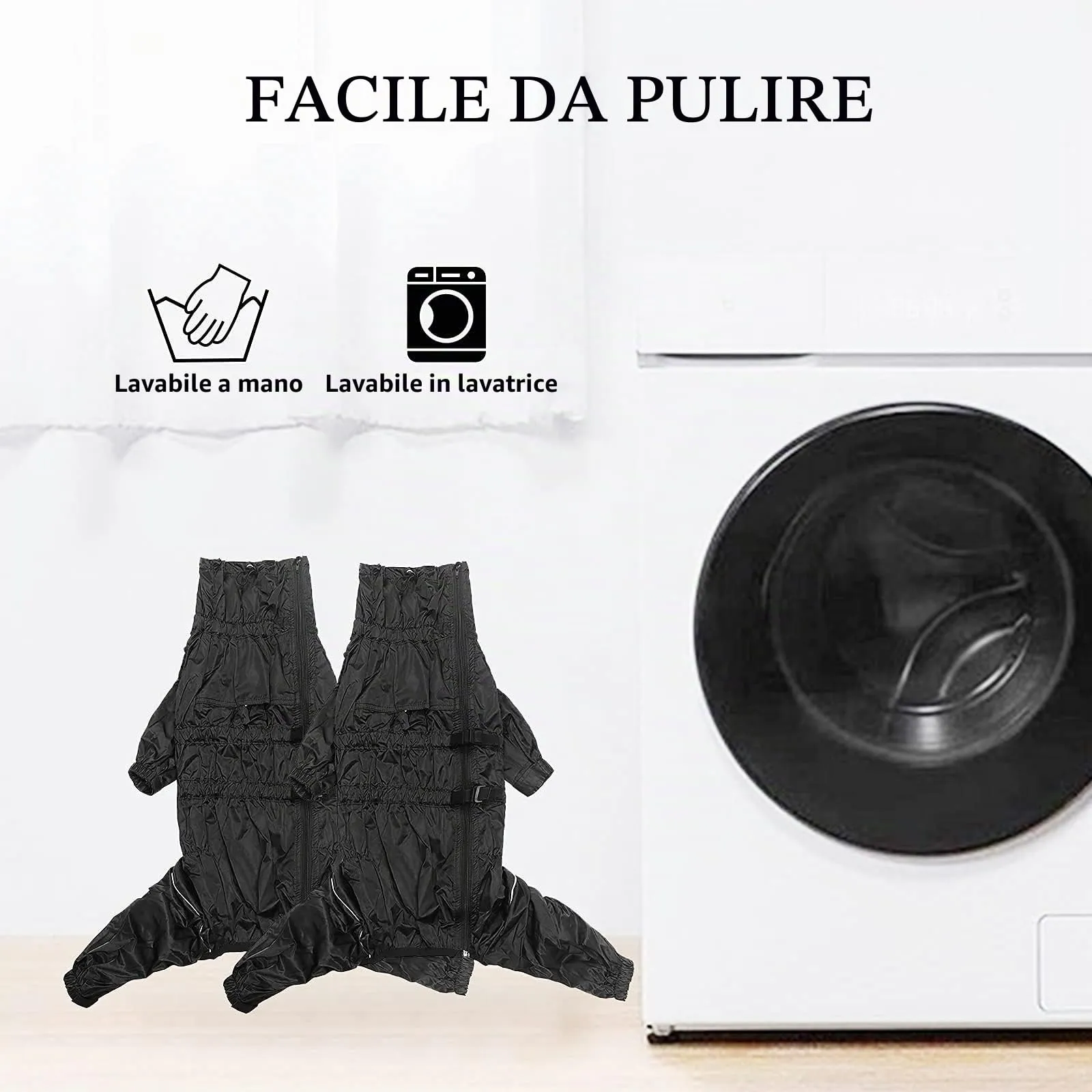 Morezi Impermeabile per cani a collo alto, quattro zampe, Nero, L - immagine 5
