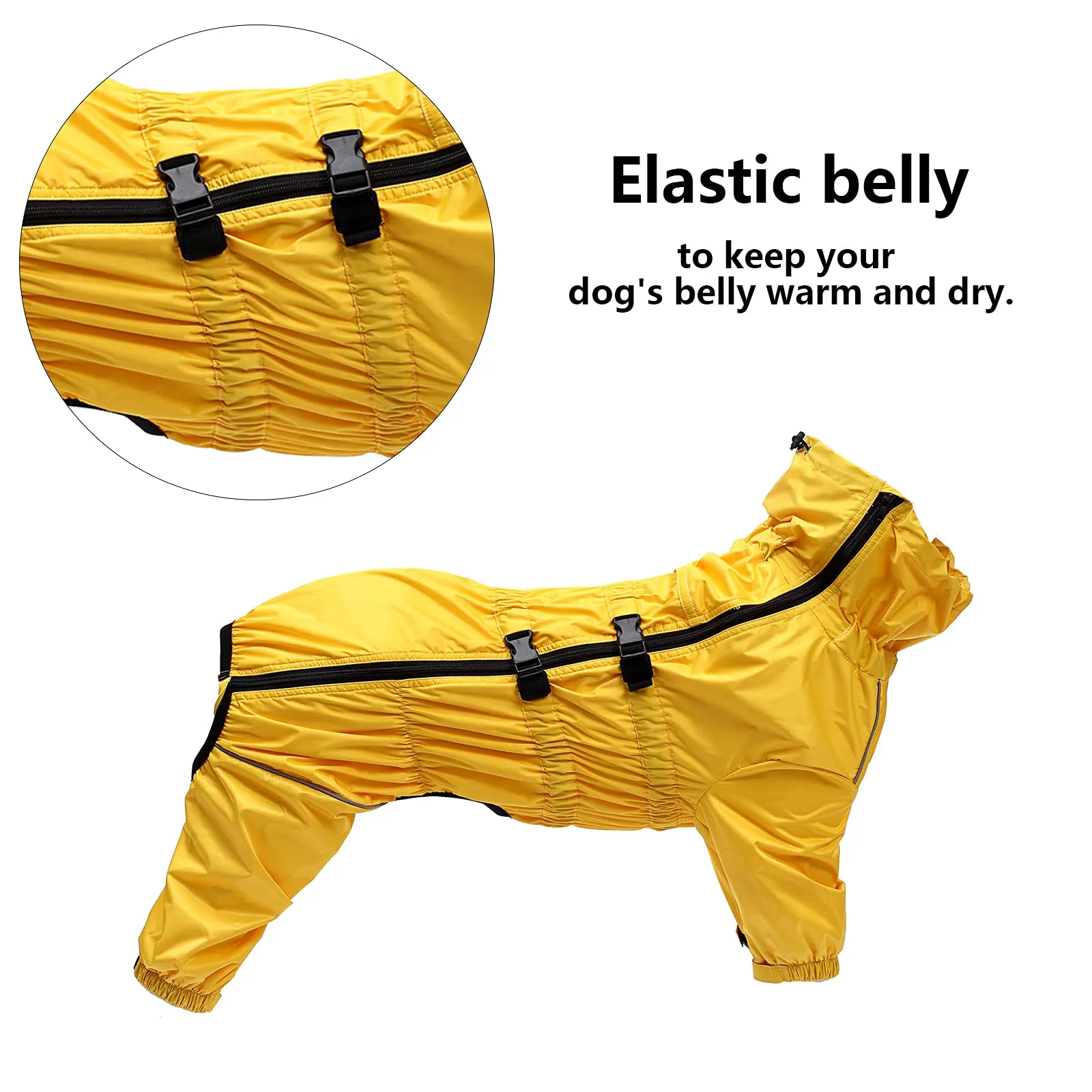 Morezi Impermeabile per cani a collo alto a quattro zampe, Giallo, XXXL - immagine 4