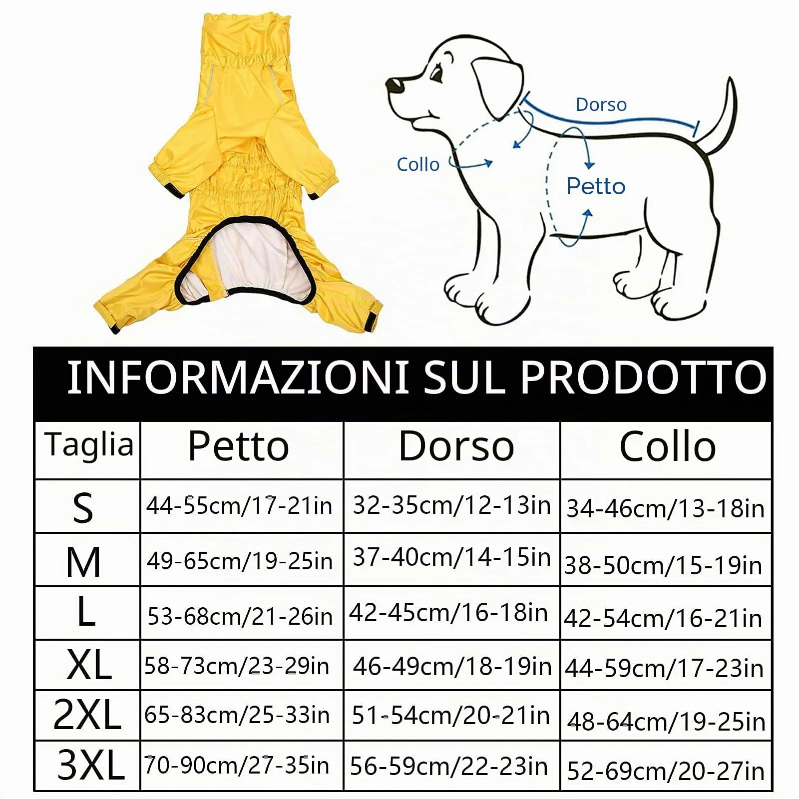 Morezi Impermeabile per cani a collo alto a quattro zampe, Giallo, XXXL - immagine 7