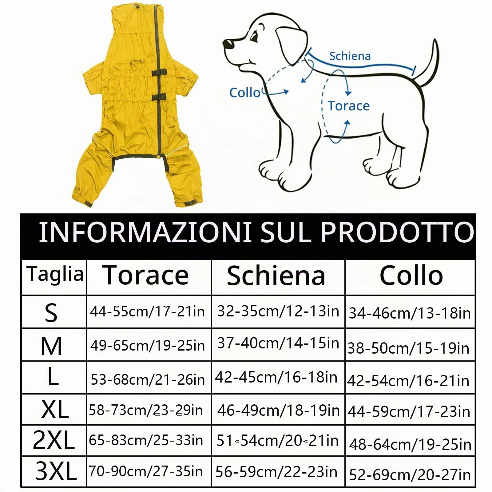 Morezi Impermeabile per cani a quattro zampe con cerniera posteriore e polsini elastici, Giallo, XXL - immagine 6