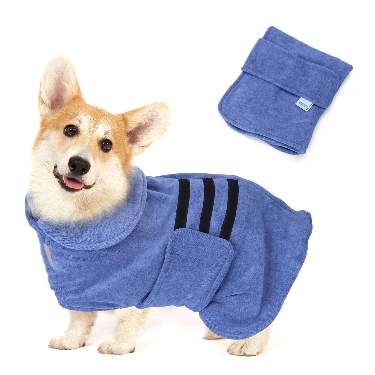 Nobleza Accappatoio per Cani e Gatti in Microfibra con Velcro, Taglia M - immagine 1
