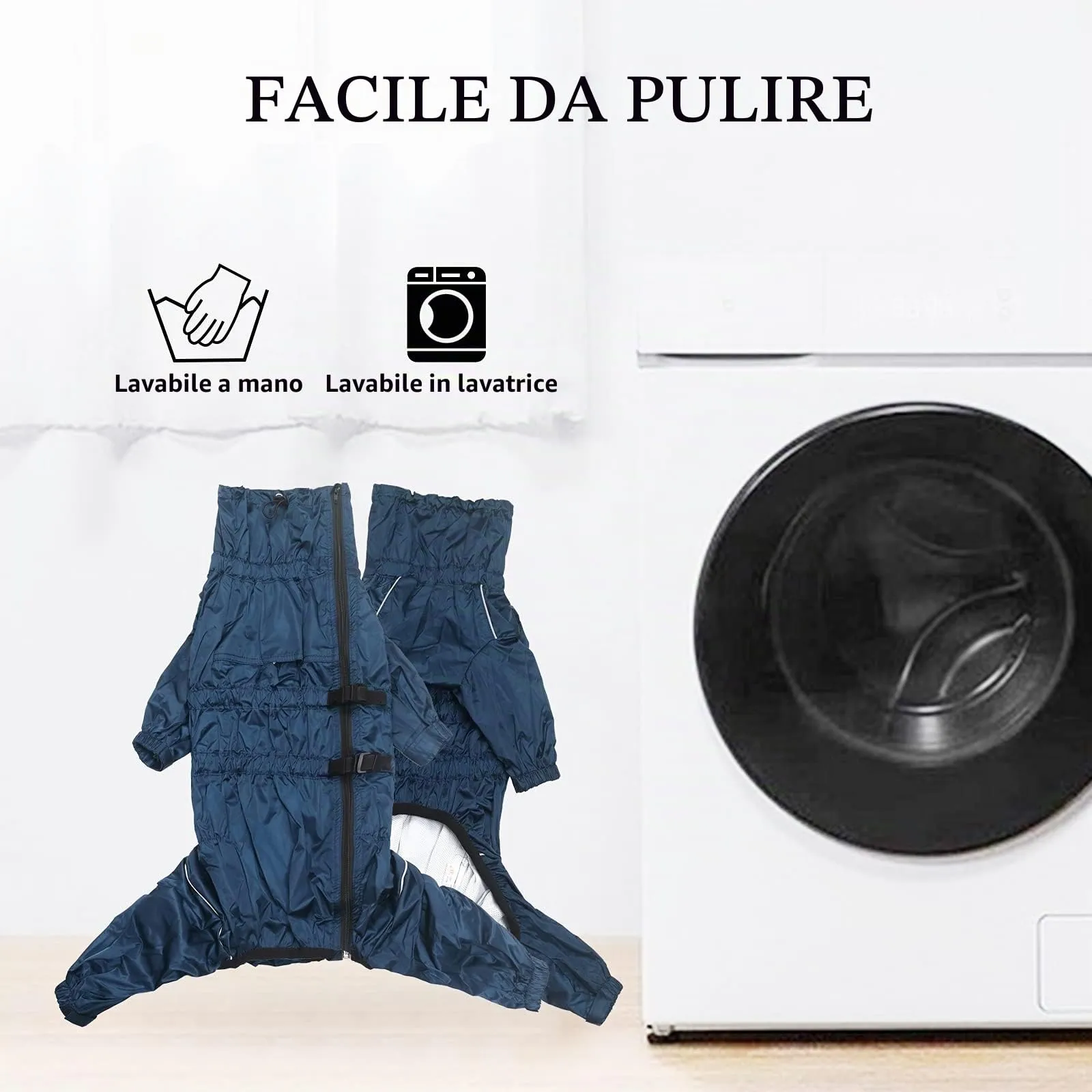 Morezi Impermeabile per cani a collo alto a quattro zampe, Navy, XL - immagine 6