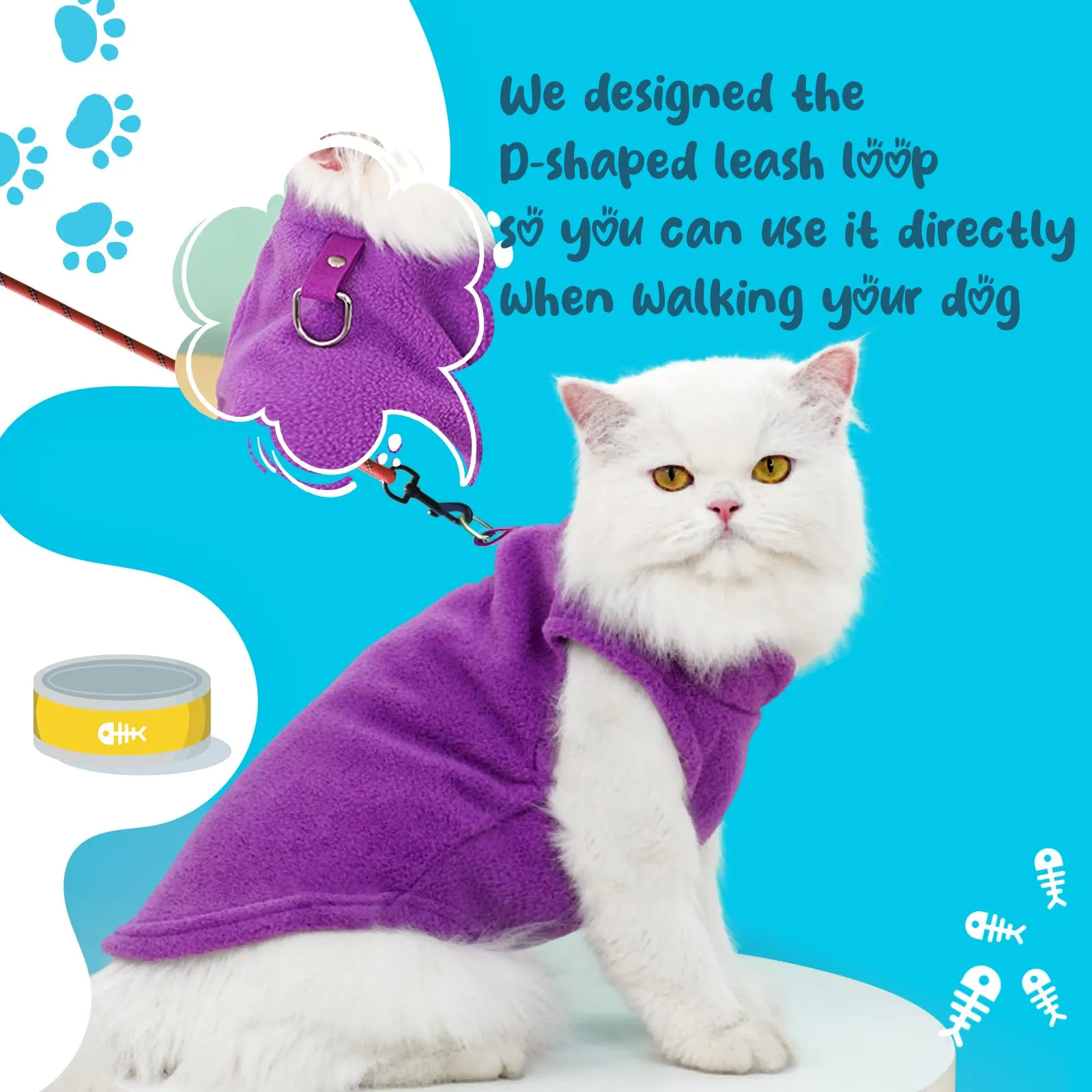 Sahunfri Maglioncini in Pile per Cani e Gatti di Piccola Taglia, Giacca Invernale, Rose+Purple, XL - immagine 5