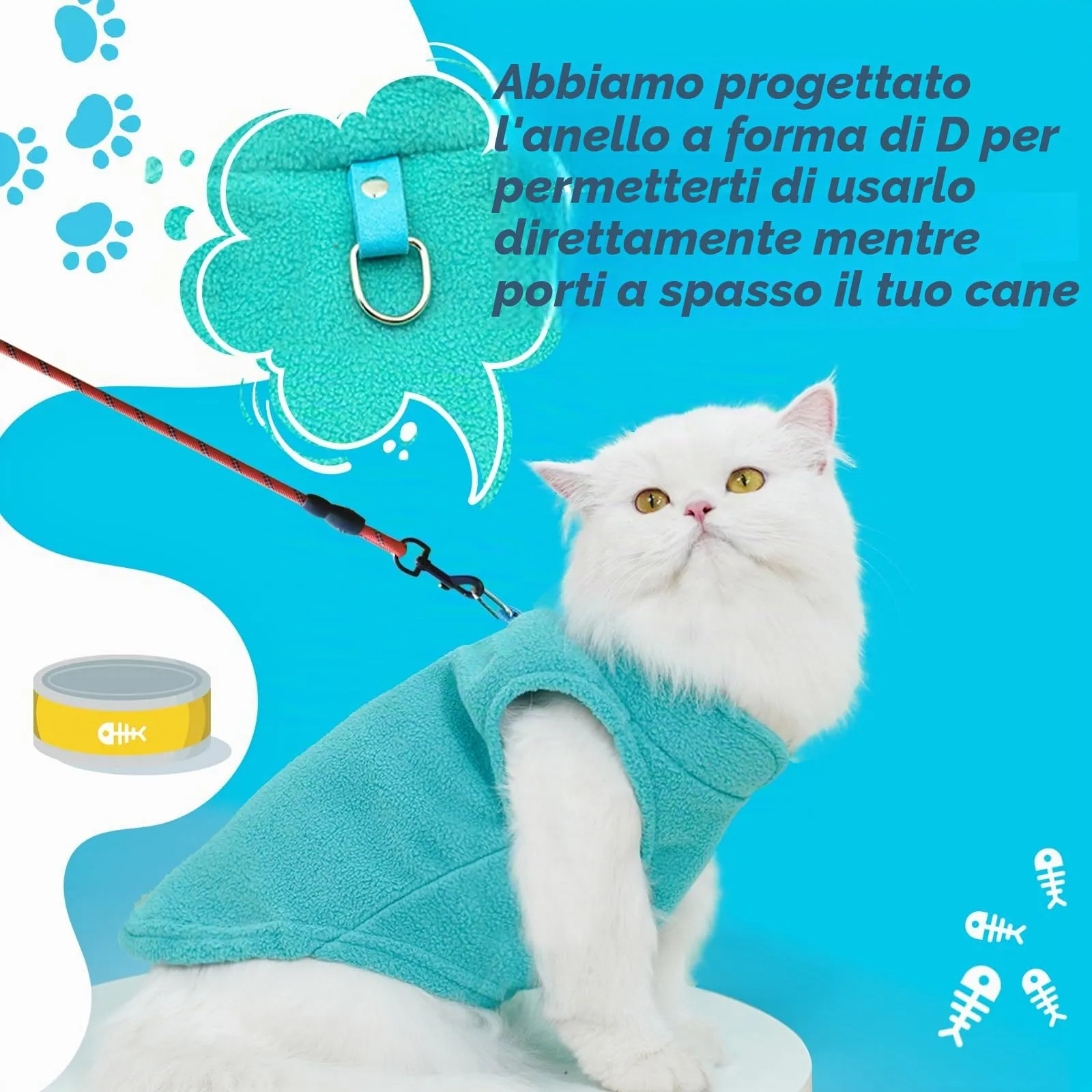 Sahunfri Maglioncino in Pile per Cani e Gatti di Piccola Taglia, Giacca Invernale (aqua+green, L) - immagine 5