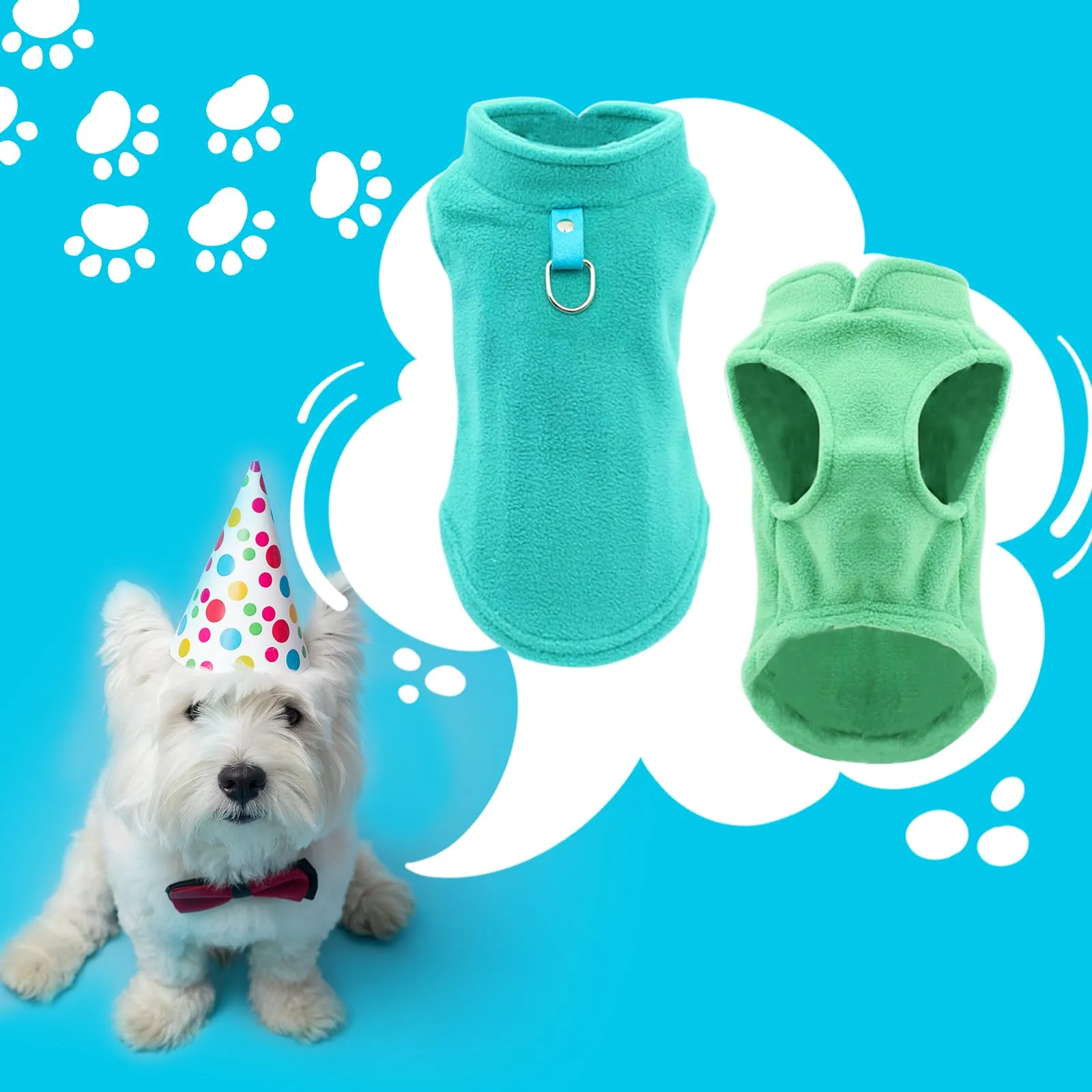 Sahunfri Maglioncino in Pile per Cani e Gatti di Piccola Taglia, Giacca Invernale (aqua+green, M) - immagine 7
