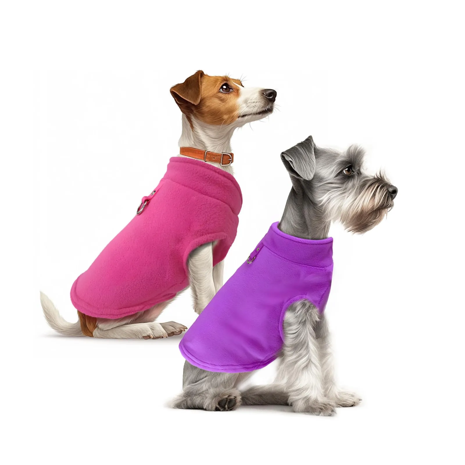 Sahunfri Maglioncino in Pile per Cani e Gatti di Piccola Taglia, Giacca Invernale, 2 Pezzi (Rose+Purple, L) - immagine 1