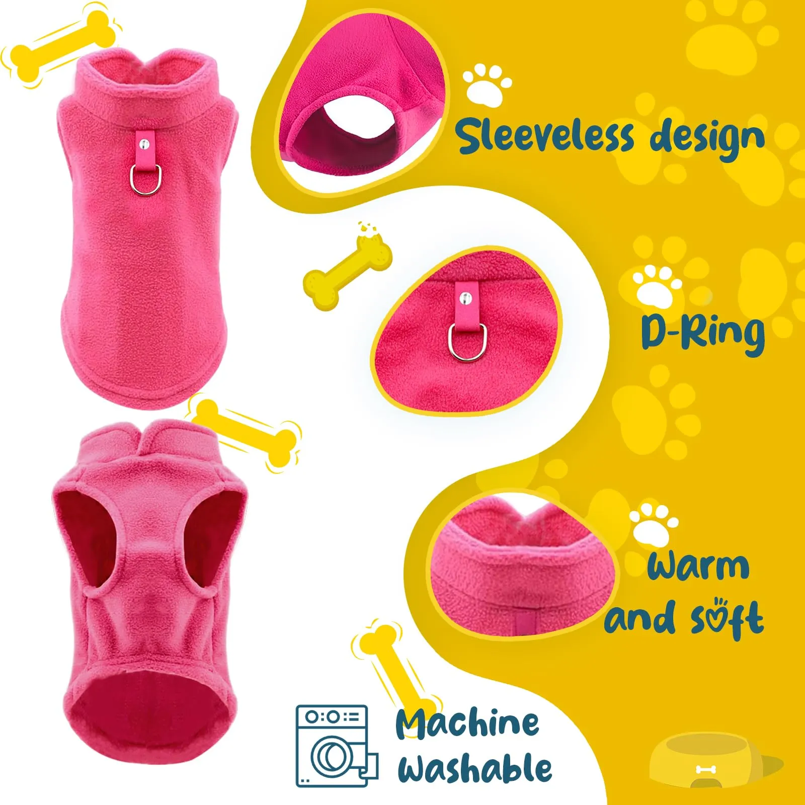 Sahunfri Maglioncino in Pile per Cani e Gatti di Piccola Taglia, Giacca Invernale, 2 Pezzi (Rose+Purple, L) - immagine 2
