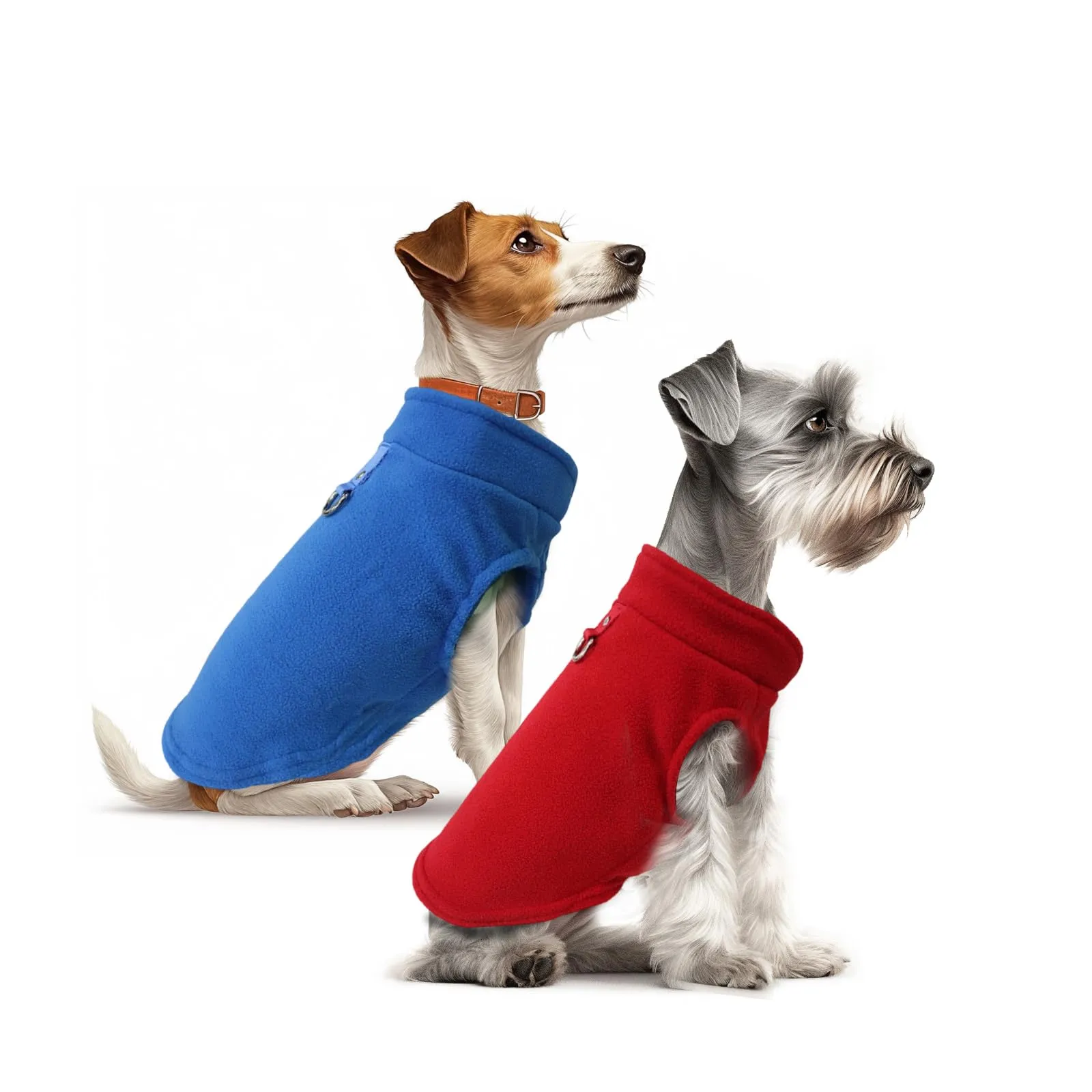 Sahunfri Set di 2 Maglioni in Pile per Cani e Gatti di Piccola Taglia, Giacca Invernale (Rosso+Blu, S) - immagine 1