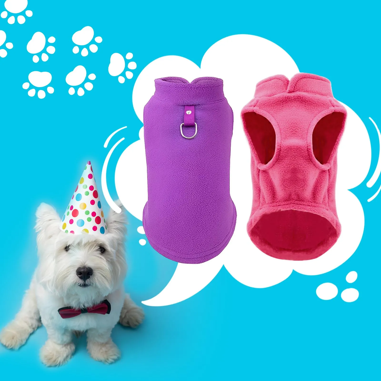 Sahunfri Maglioncino in Pile per Cani e Gatti di Piccola Taglia, Giacca Invernale, Rose+Purple, M - immagine 7