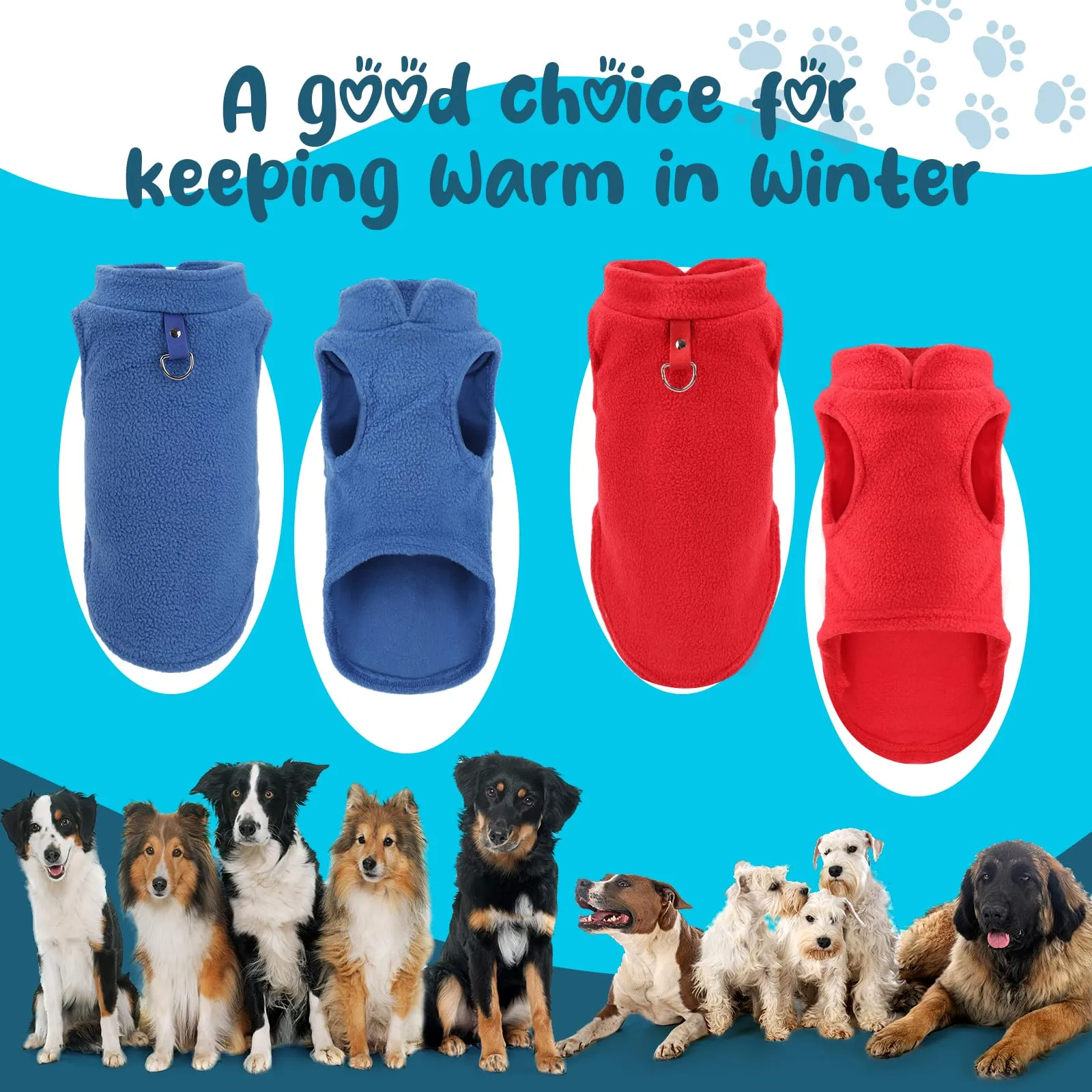Sahunfri Maglioni in Pile per Cani e Gatti di Piccola Taglia, Set da 2 Pezzi (Rosso+Blu, XL) - immagine 4