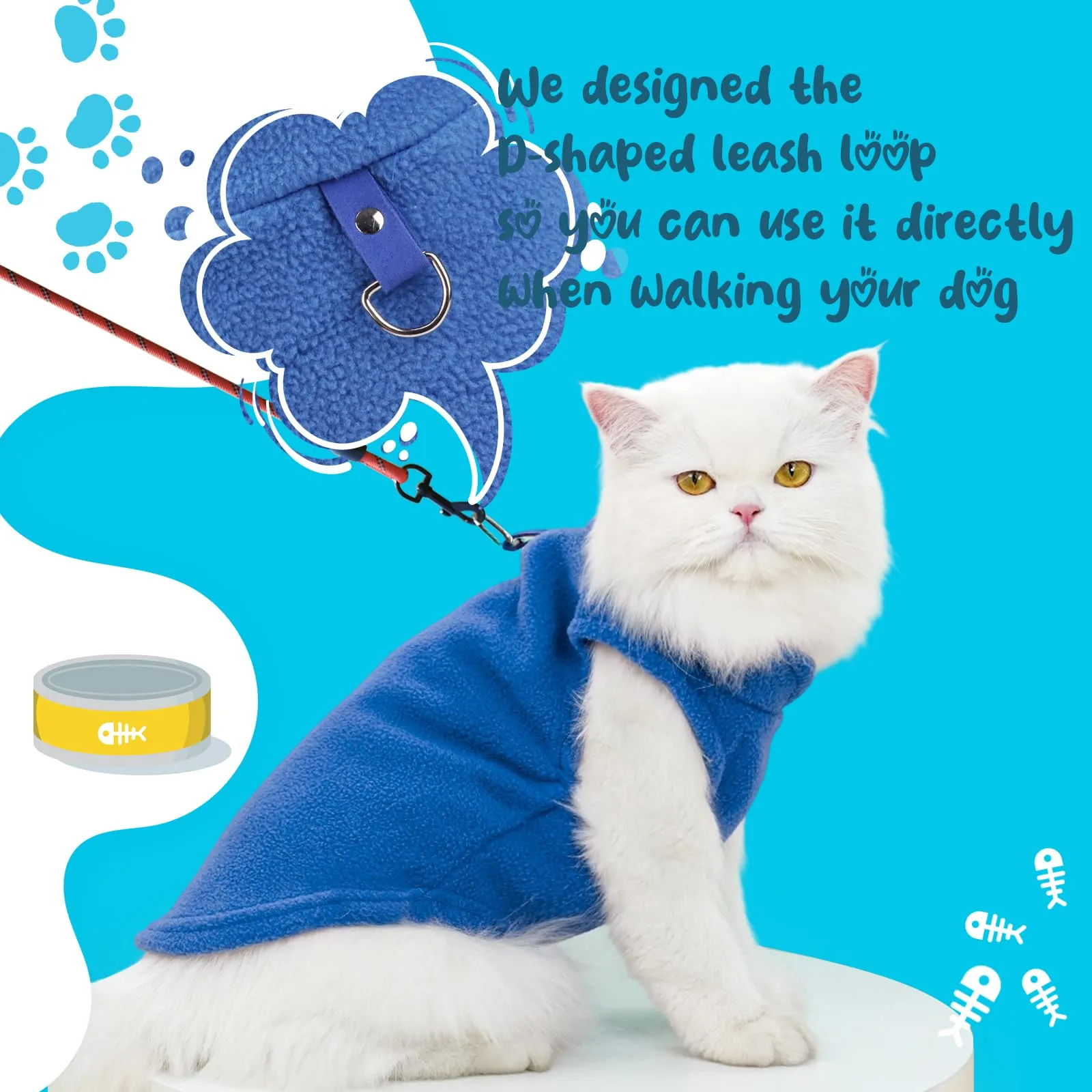 Sahunfri Maglioni in Pile per Cani e Gatti di Piccola Taglia, Set da 2 Pezzi (Rosso+Blu, XL) - immagine 5