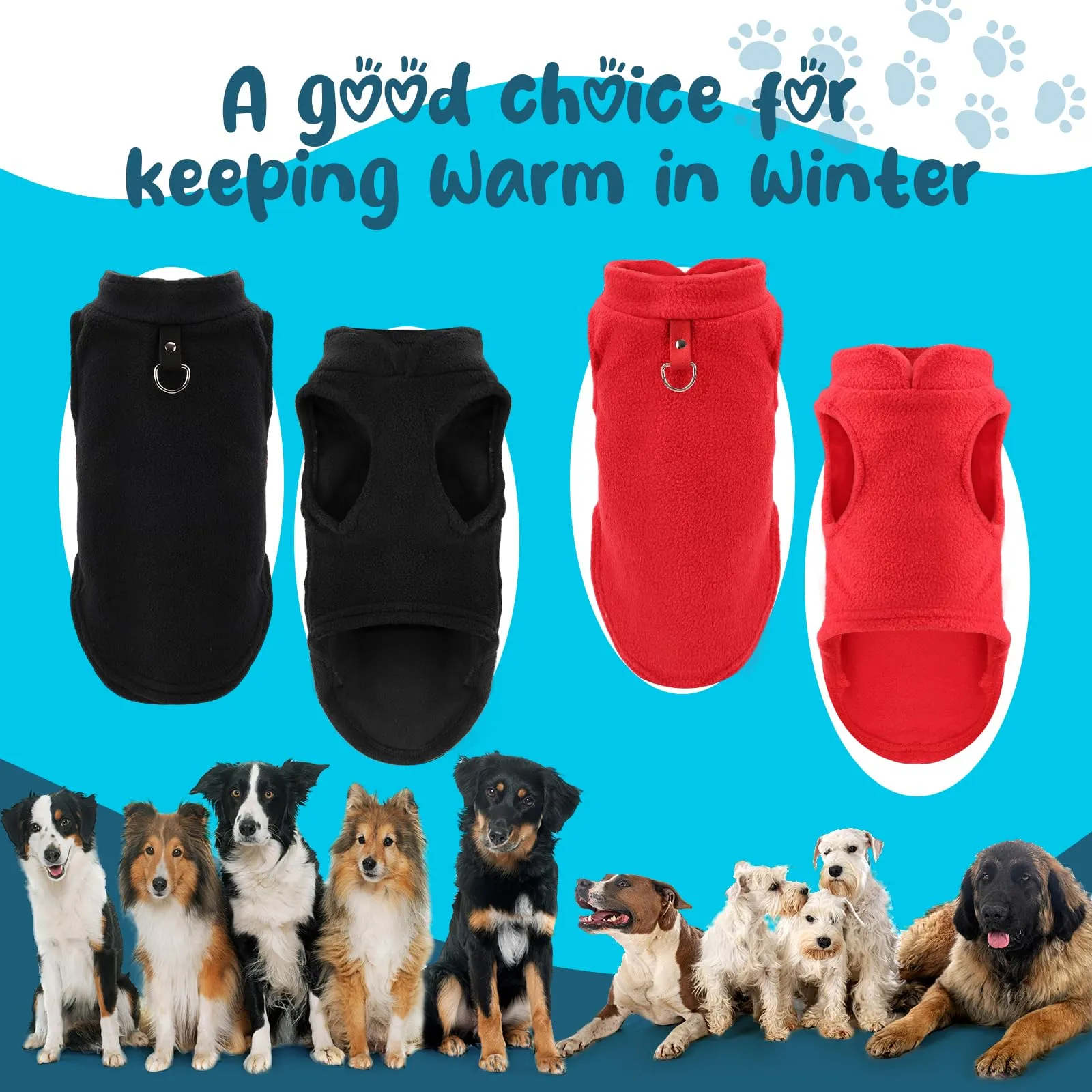 Sahunfri Set 2 Maglioni in Pile per Cani e Gatti di Piccola Taglia, XL, Rosso+Nero - immagine 4