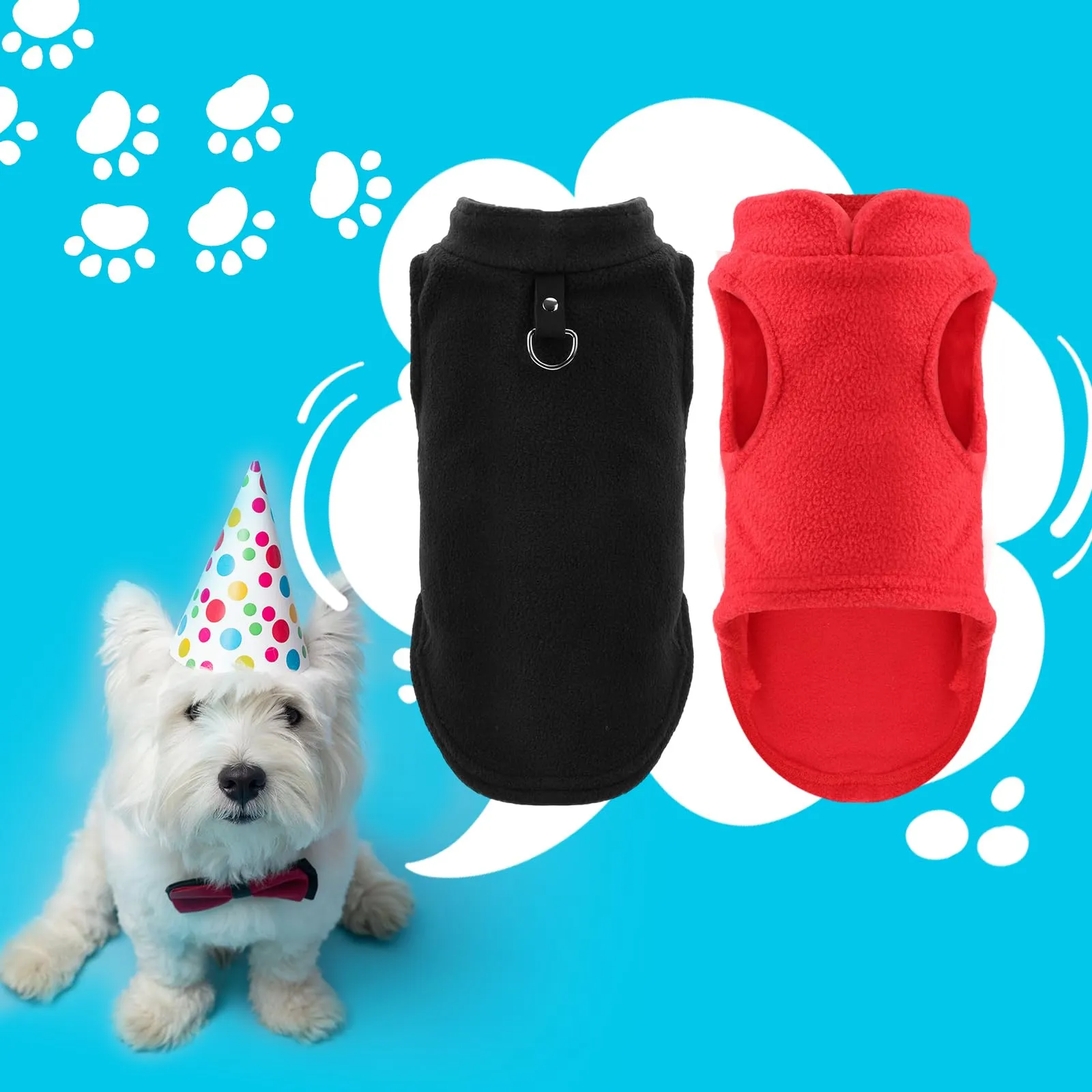 Sahunfri Set 2 Maglioni in Pile per Cani e Gatti di Piccola Taglia, XL, Rosso+Nero - immagine 7