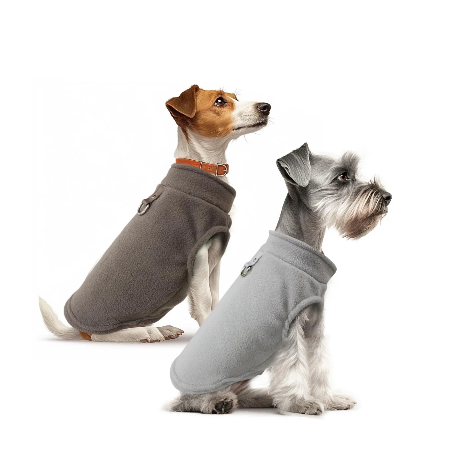 Sahunfri Maglioni in Pile per Cani e Gatti di Piccola Taglia, Set da 2 Pezzi (Grigio+Marrone, M) - immagine 1