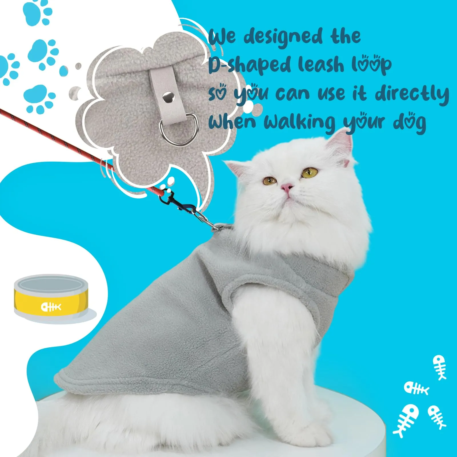 Sahunfri Maglioni in Pile per Cani e Gatti di Piccola Taglia, Set da 2 Pezzi (Grigio+Marrone, M) - immagine 5