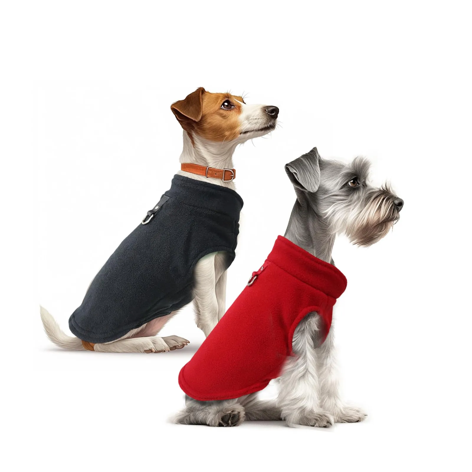 Sahunfri Set di 2 Maglioni in Pile per Cani e Gatti di Piccola Taglia, Giacca Invernale (Rosso+Nero, M) - immagine 1