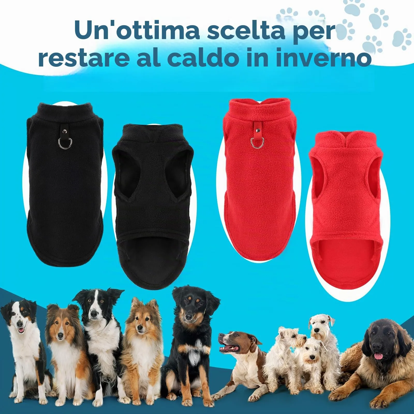 Sahunfri Set di 2 Maglioni in Pile per Cani e Gatti di Piccola Taglia, Giacca Invernale (Rosso+Nero, M) - immagine 4