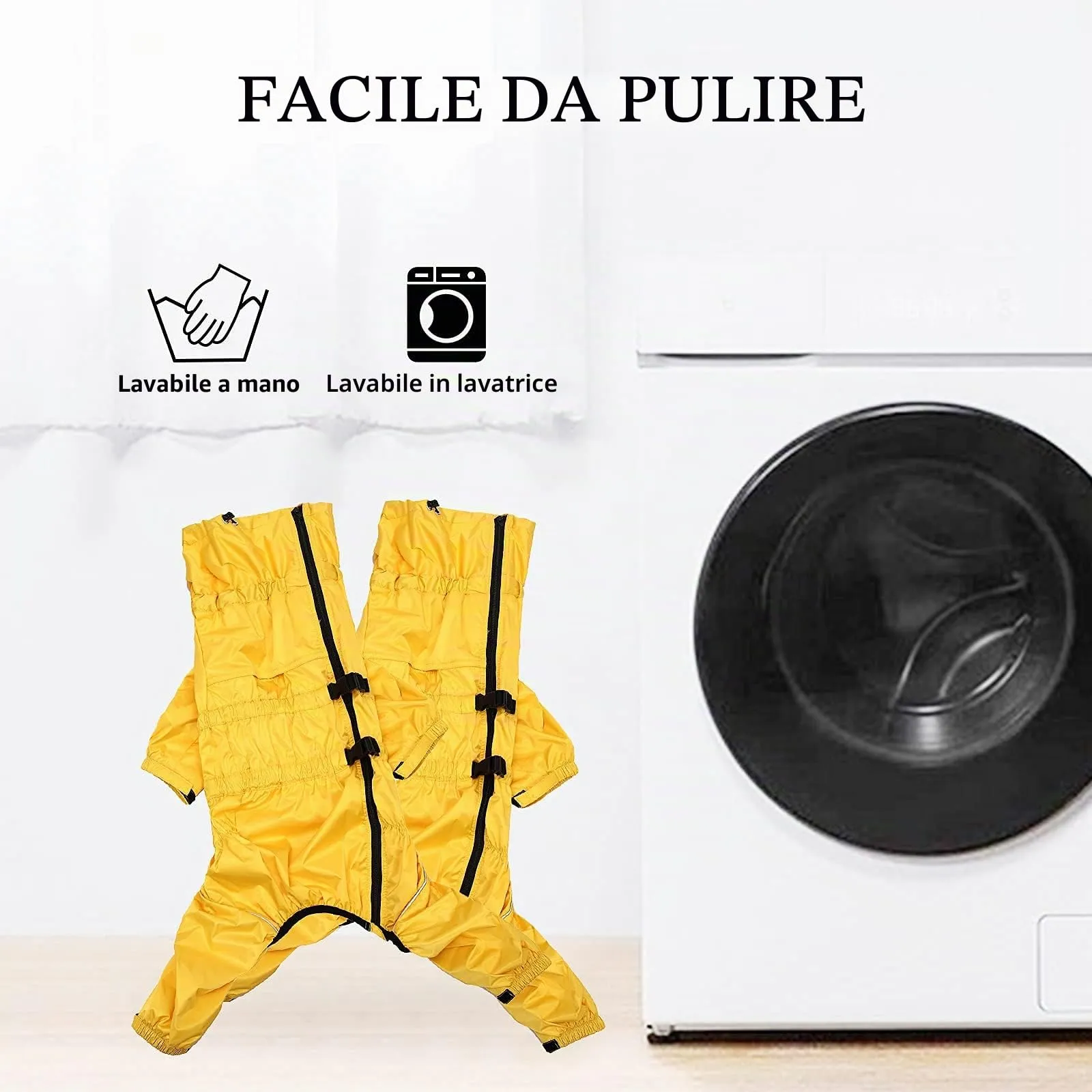 Morezi Impermeabile per cani a collo alto, quattro zampe, giallo, M - immagine 5