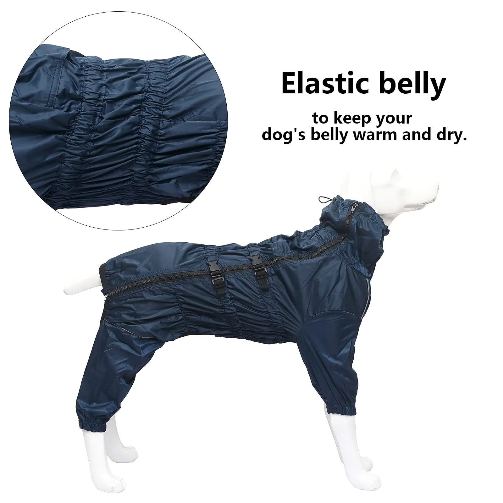 Morezi Impermeabile per cani a collo alto, quattro zampe, Giallo, L - immagine 4