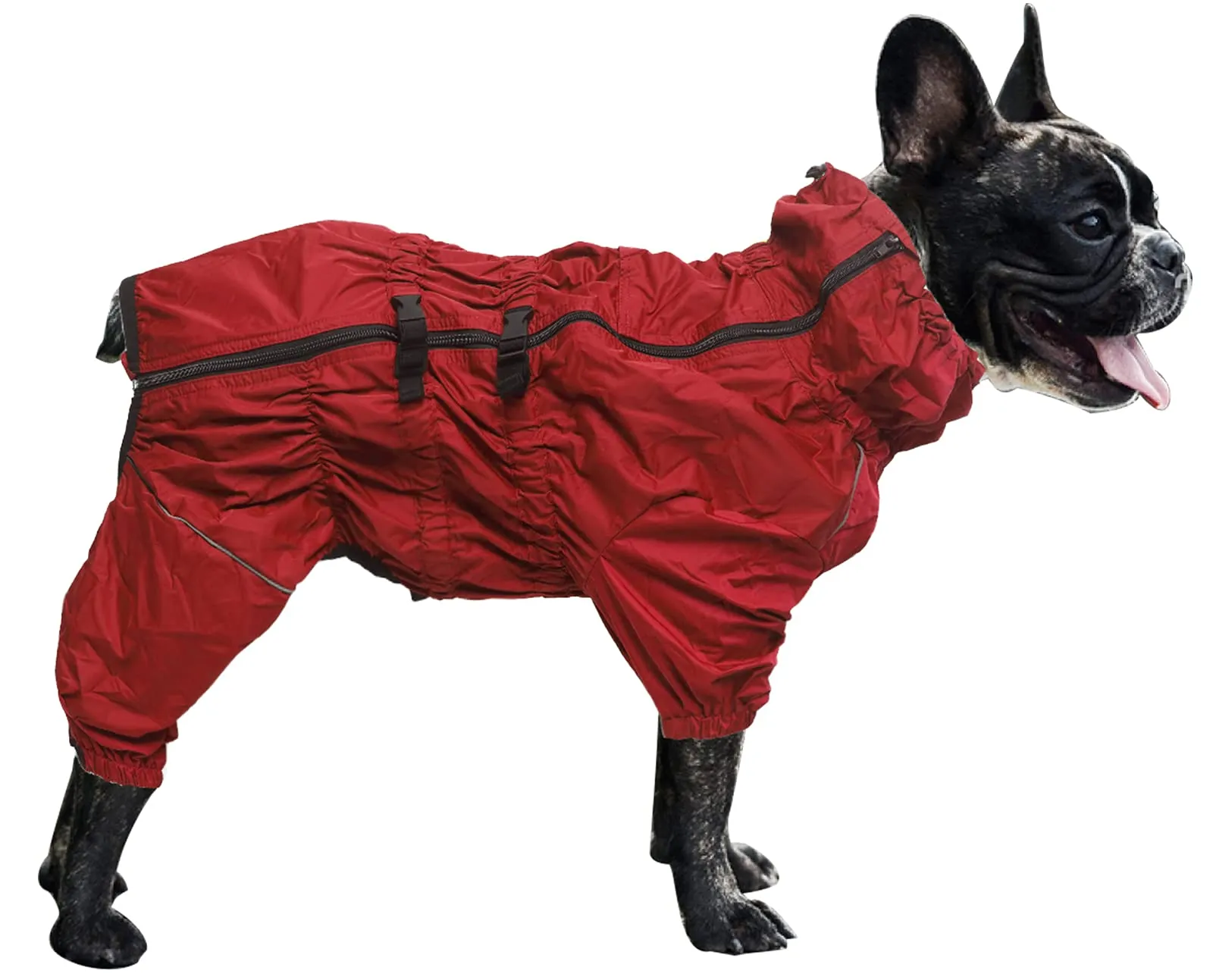 Morezi Impermeabile per cani a collo alto con cerniera posteriore e polsini elastici, Rosso, XL - immagine 1
