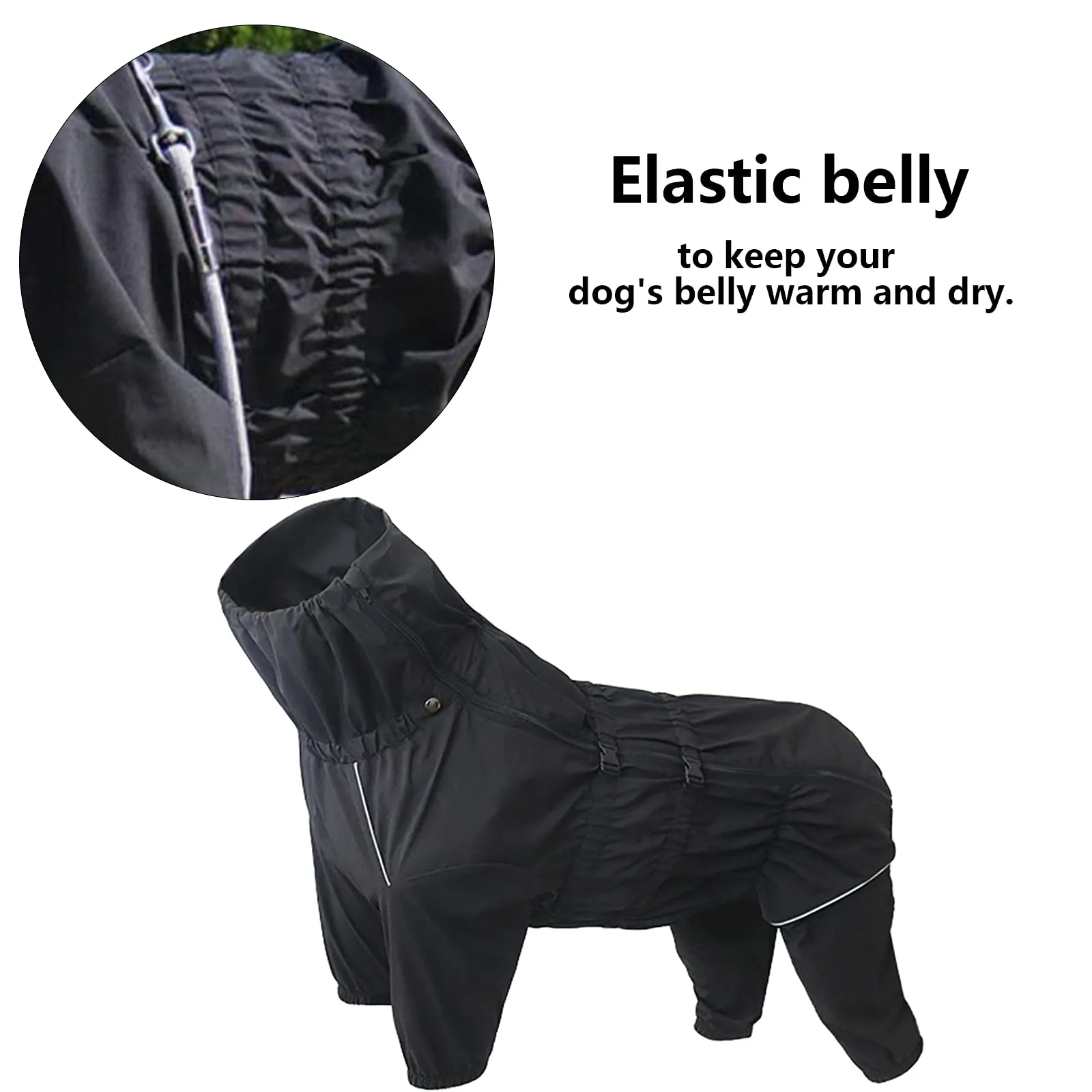 Morezi Impermeabile per cani a collo alto, quattro zampe, nero, XL - immagine 4