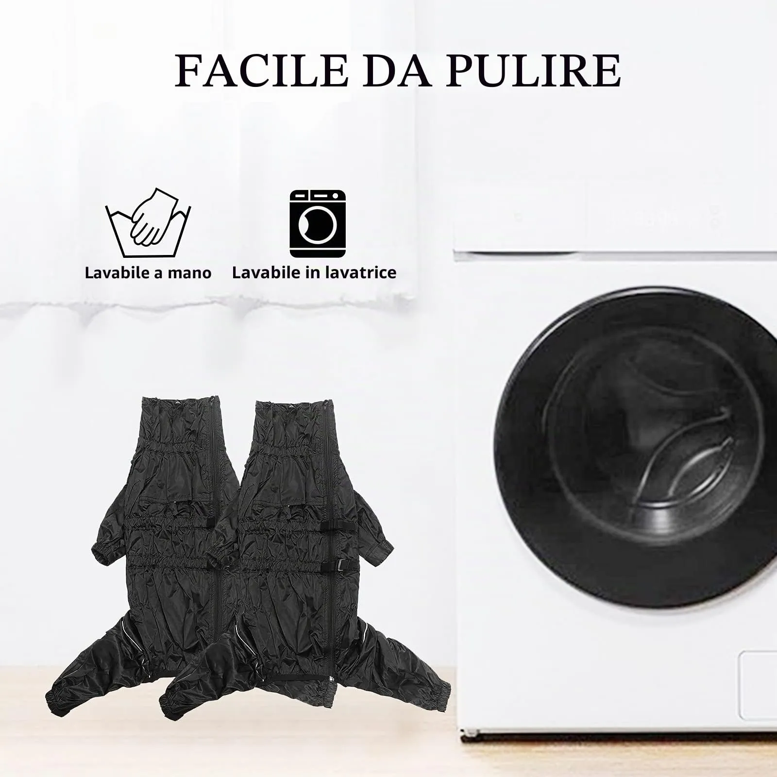 Morezi Impermeabile per cani a collo alto, quattro zampe, nero, XL - immagine 5