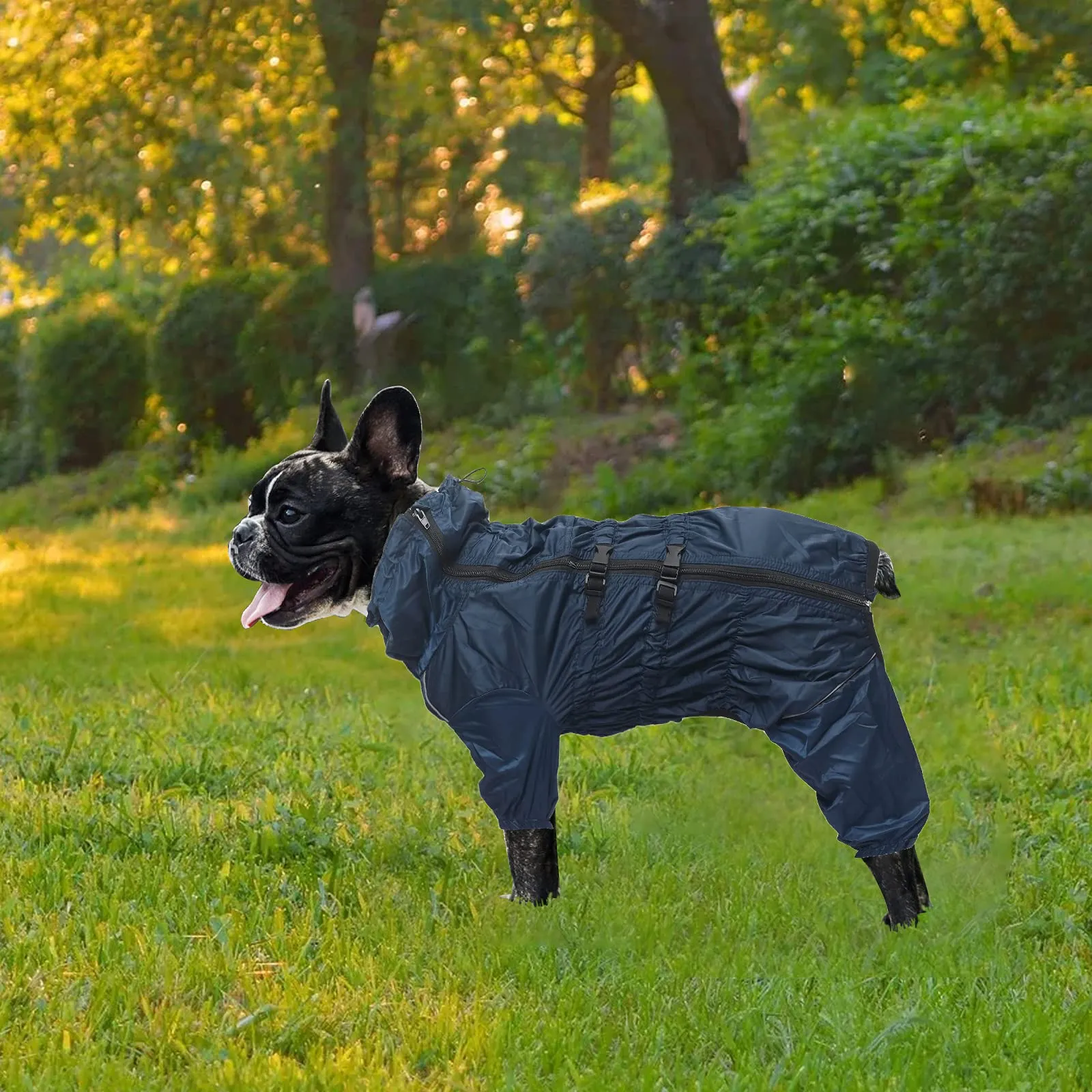 Morezi Impermeabile per cani a collo alto, quattro zampe, Navy, L - immagine 5