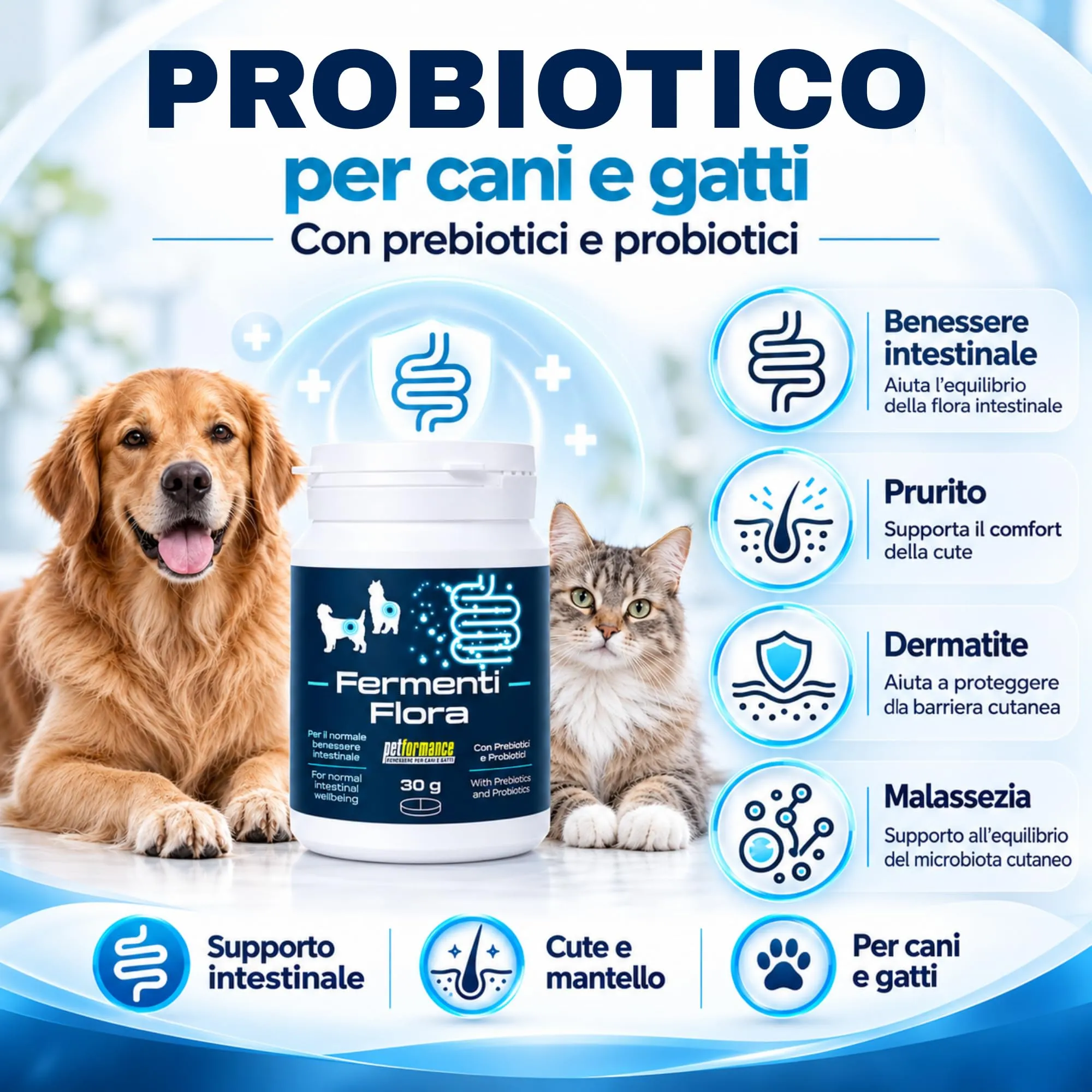 Petformance Fermentiflora Probiotici e Fermenti Lattici per Cani e Gatti, 30 cps - immagine 2