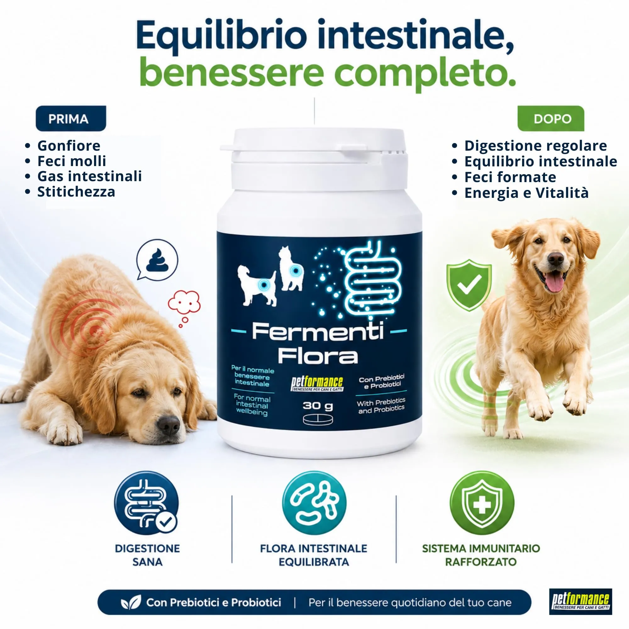 Petformance Fermentiflora Probiotici e Fermenti Lattici per Cani e Gatti, 30 cps - immagine 3
