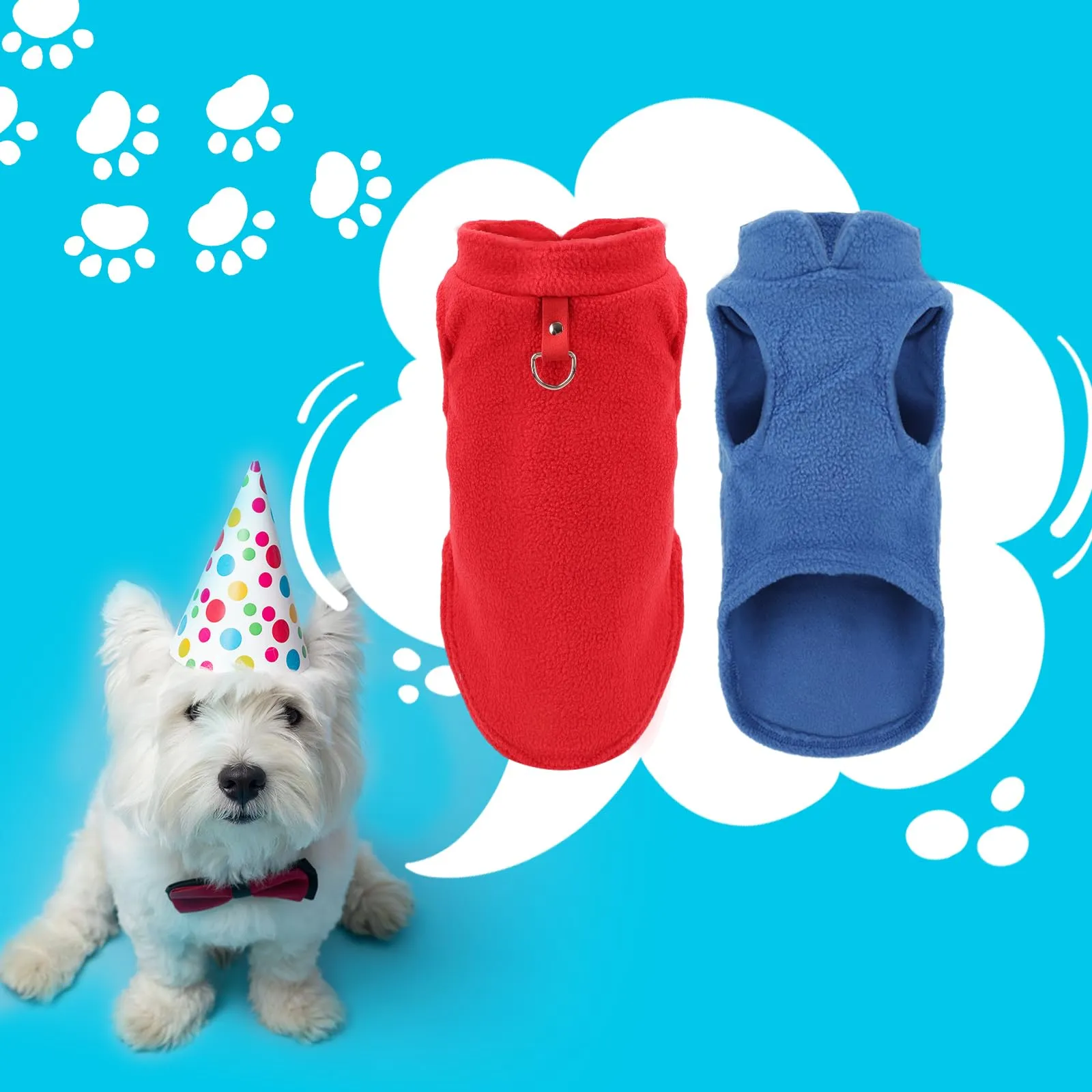 Sahunfri Set di 2 Maglioni in Pile per Cani e Gatti di Piccola Taglia, Rosso+Blu, M - immagine 7