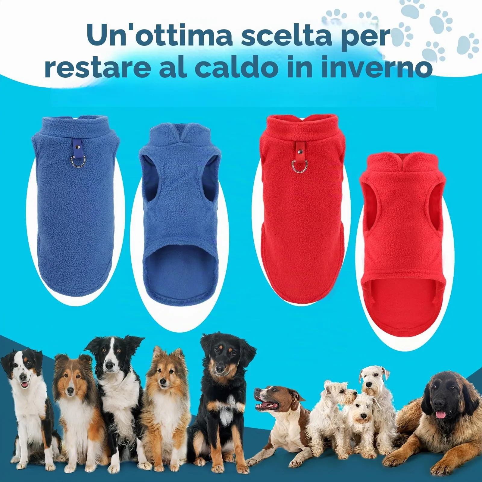 Sahunfri Maglioni in Pile per Cani e Gatti di Piccola Taglia, Set da 2 Pezzi (Rosso+Blu, L) - immagine 4