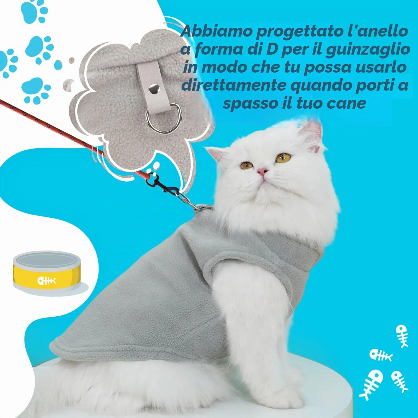 Sahunfri Set di 2 Maglioni in Pile per Cani e Gatti di Piccola Taglia, Grigio+Marrone, L - immagine 5