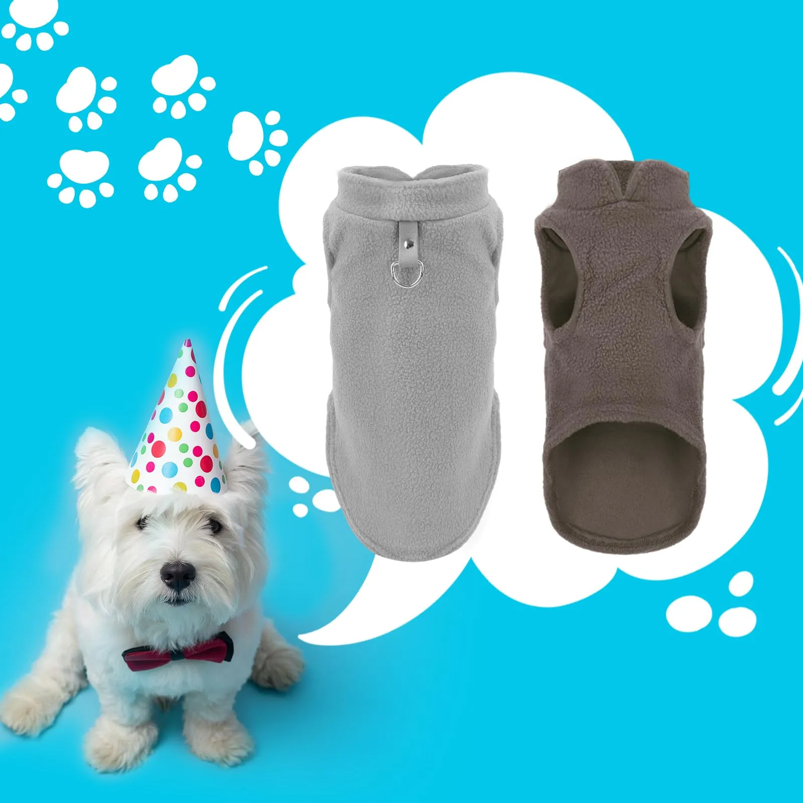 Sahunfri Set di 2 Maglioni in Pile per Cani e Gatti di Piccola Taglia, Grigio+Marrone, L - immagine 7
