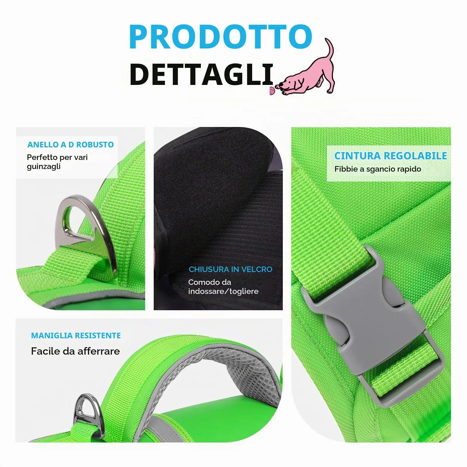 AOFITEE Giubbotto Salvagente per Cani con Pinna di Squalo, Taglia Medium, Verde Acceso - immagine 3