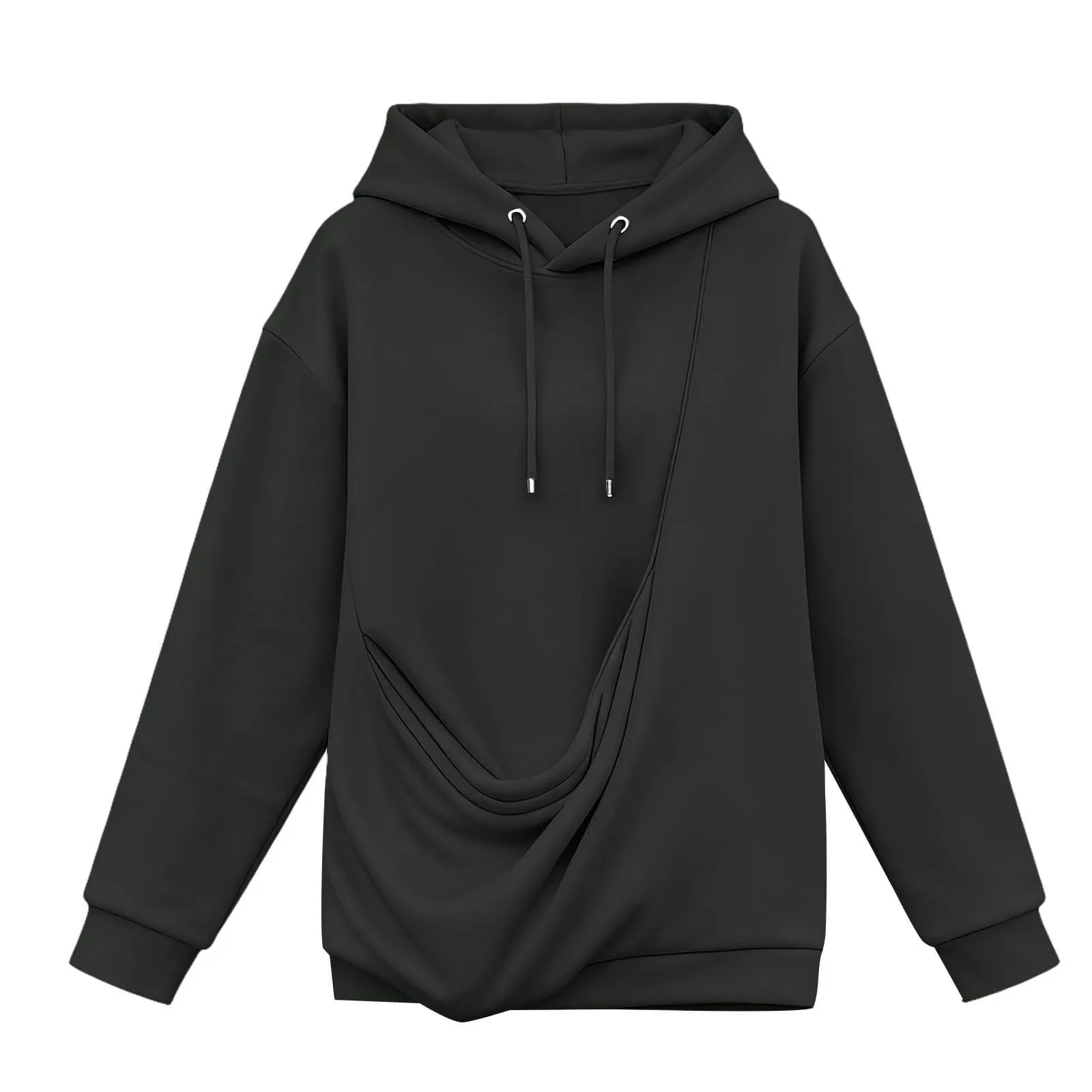 Generico Felpa con Cappuccio da Donna con Tasca a Marsupio per Animali Domestici, Dark Gray, XL - immagine 5