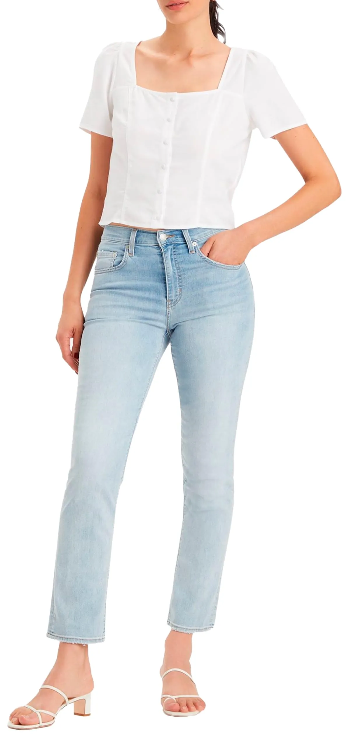 Levi's 724 High Rise Straight Jeans, Cool Bright in Blue, 29W / 34L - immagine 3