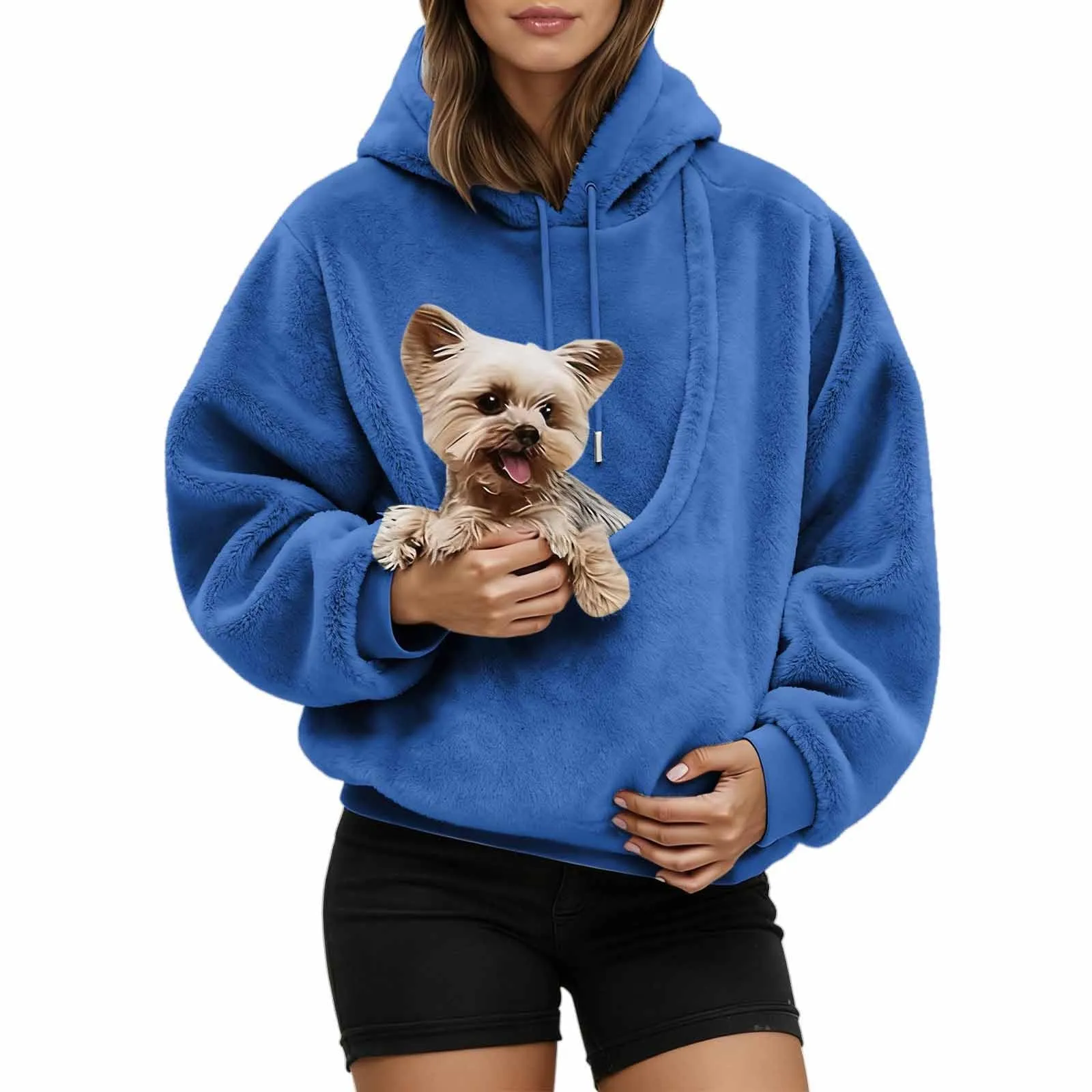 Generico Felpa con Cappuccio e Tasca a Marsupio per Animali Domestici, Blu, Taglia S - immagine 1