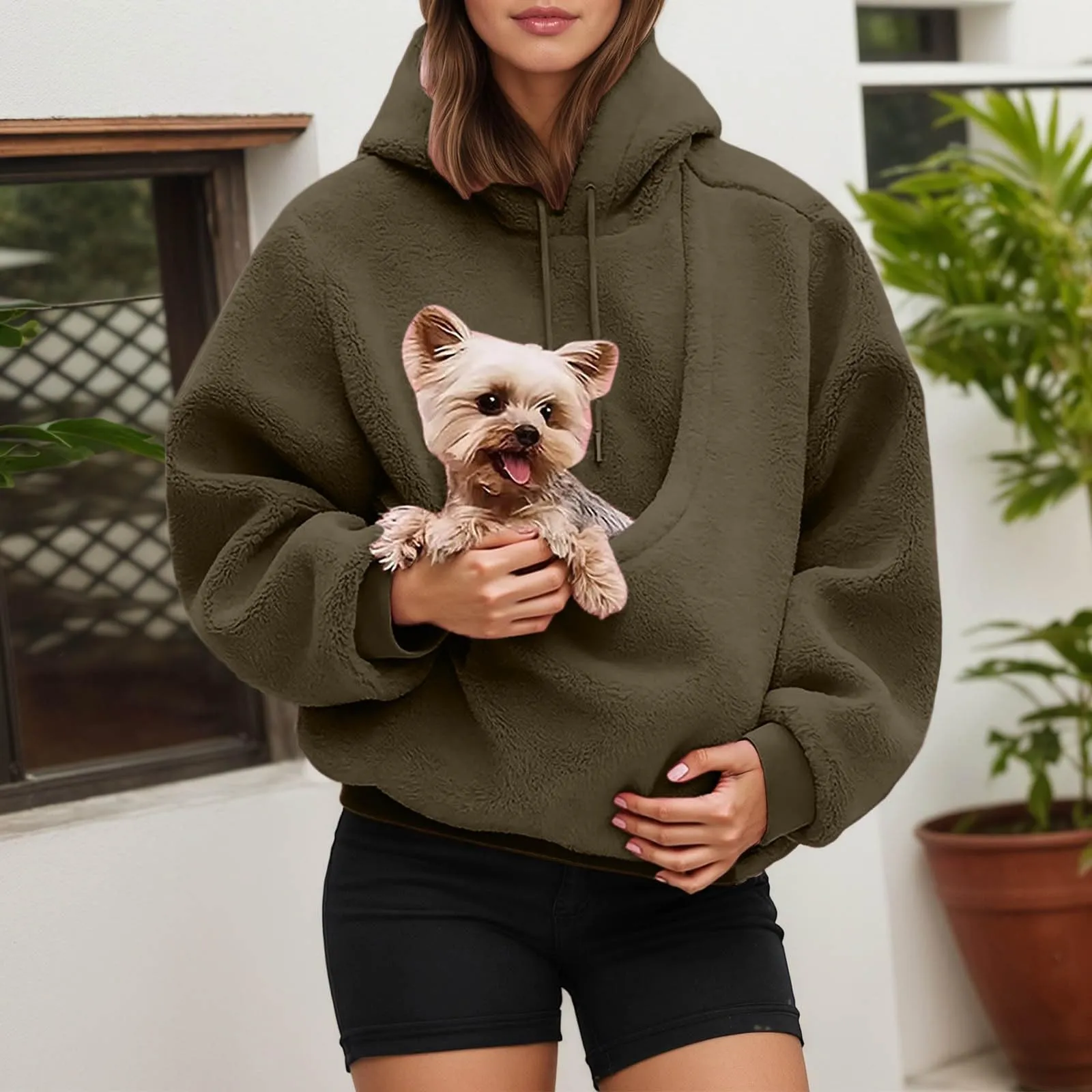 Felpa con Cappuccio e Tasca a Marsupio per Cani e Gatti, Bronze XXL - immagine 3