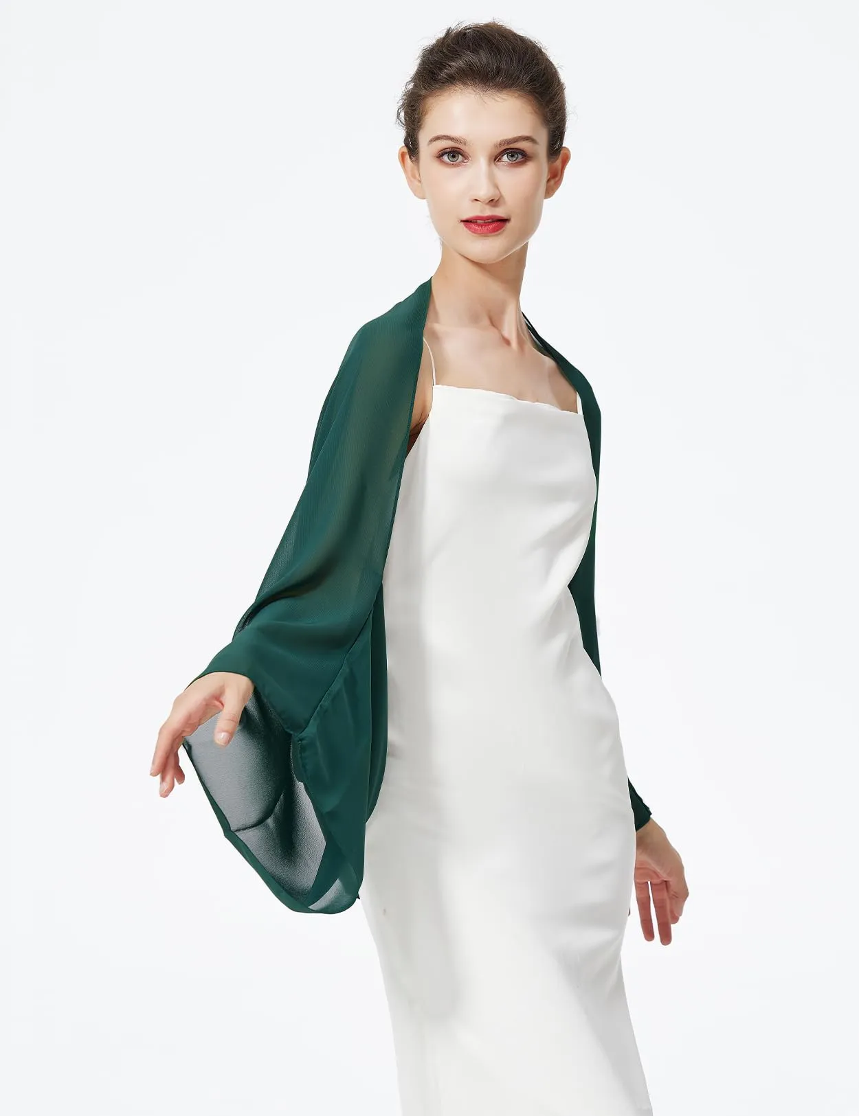 BEAUTELICATE Scialle Coprispalle Elegante Donna Stola Chiffon Cape Estivo per Abito Sposa Damigella Cerimonia Matrimonio Serata - immagine 2