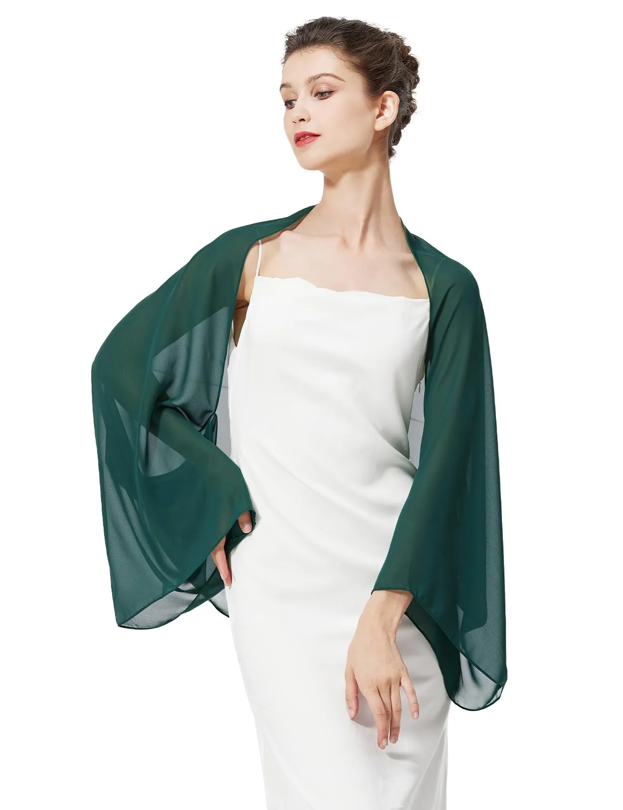 BEAUTELICATE Scialle Coprispalle Elegante Donna Stola Chiffon Cape Estivo per Abito Sposa Damigella Cerimonia Matrimonio Serata - immagine 4