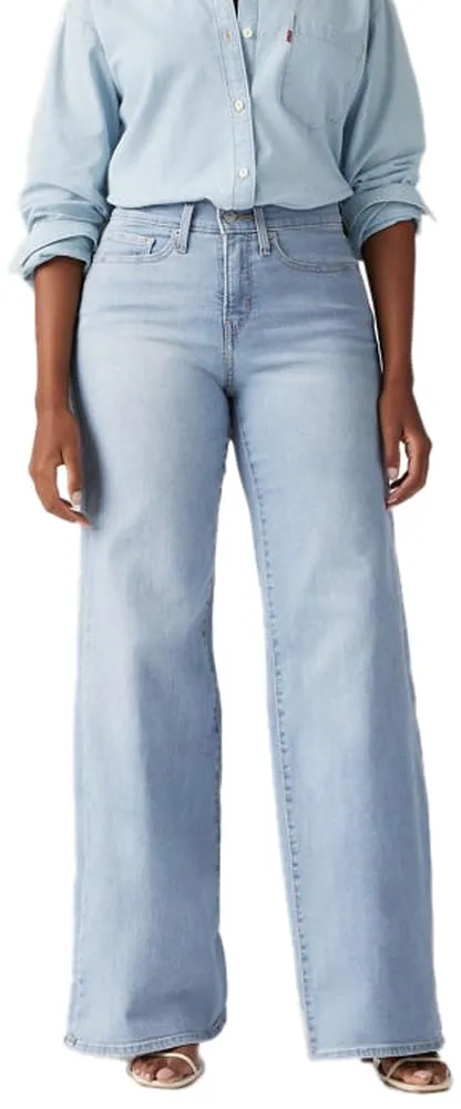 Levi's 318 Shaping Wide Leg Jeans, Tall Glass of Water, 26W x 30L - immagine 3