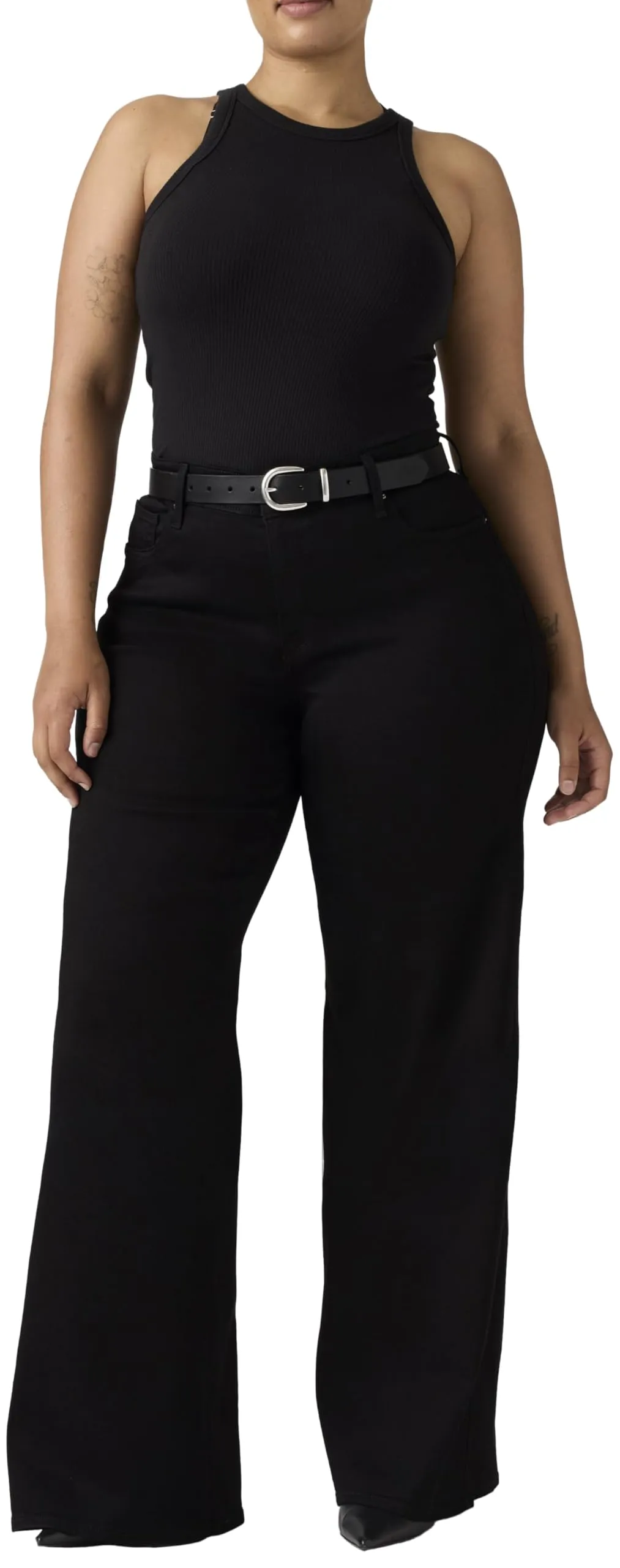 Levi's 318 Jeans da Donna a Gamba Larga Modellante, Nero Morbido, 31W 30L - immagine 9