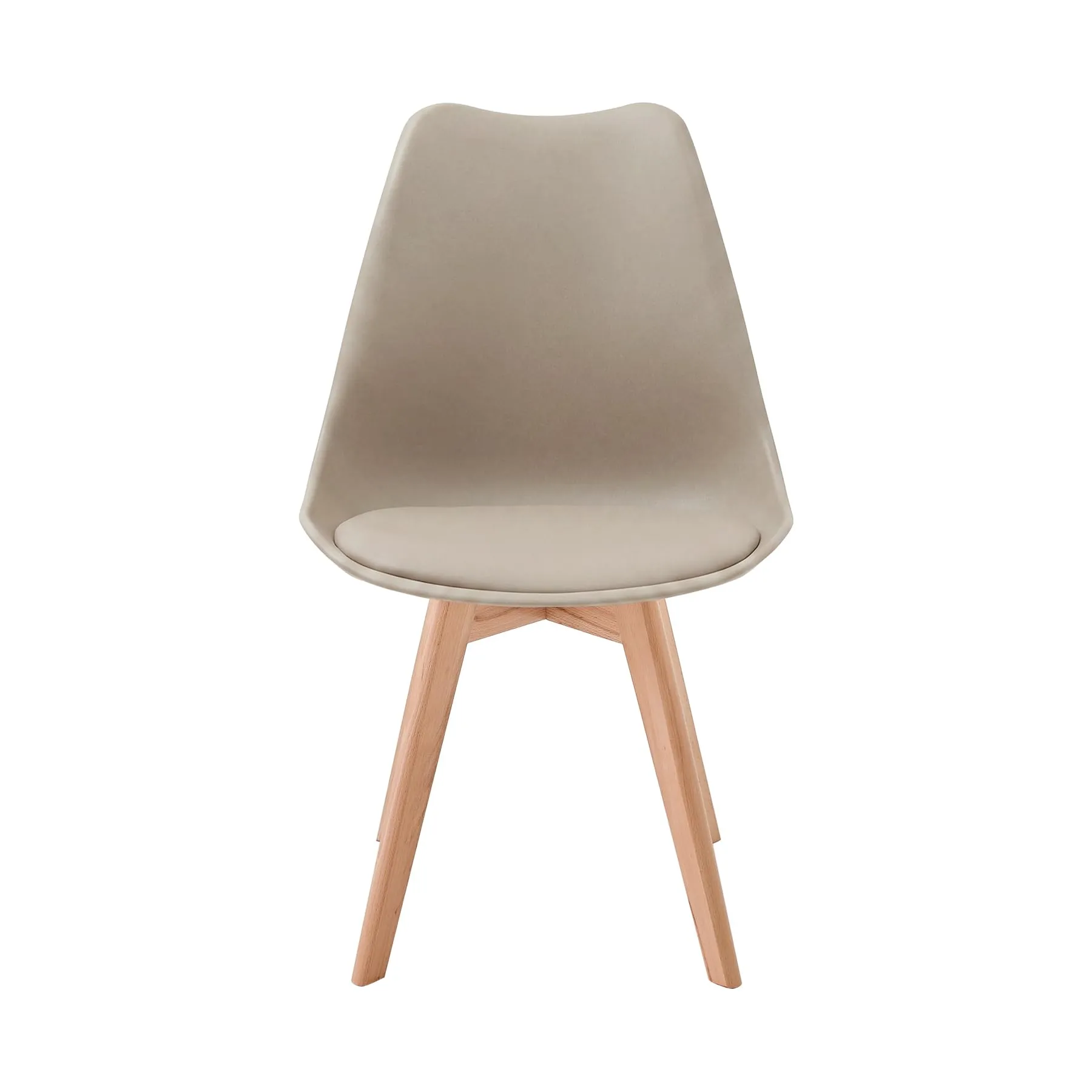 DEYARNA HOME Set di 8 Sedie da Pranzo Moderne Imbottite in Pelle PU con Gambe in Legno di Faggio, Marrone - immagine 3