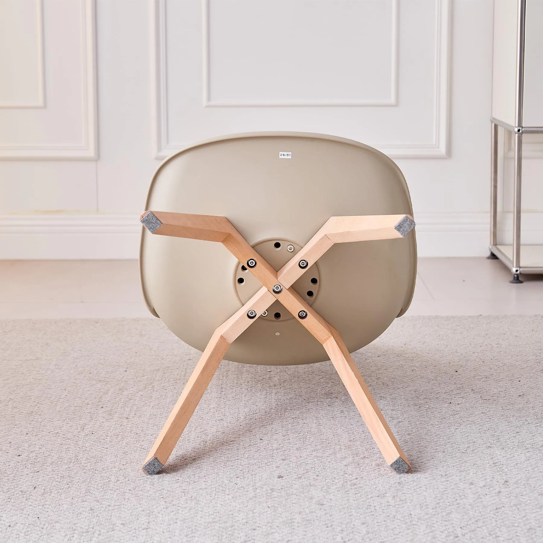 DEYARNA HOME Set di 8 Sedie da Pranzo Moderne Imbottite in Pelle PU con Gambe in Legno di Faggio, Marrone - immagine 7