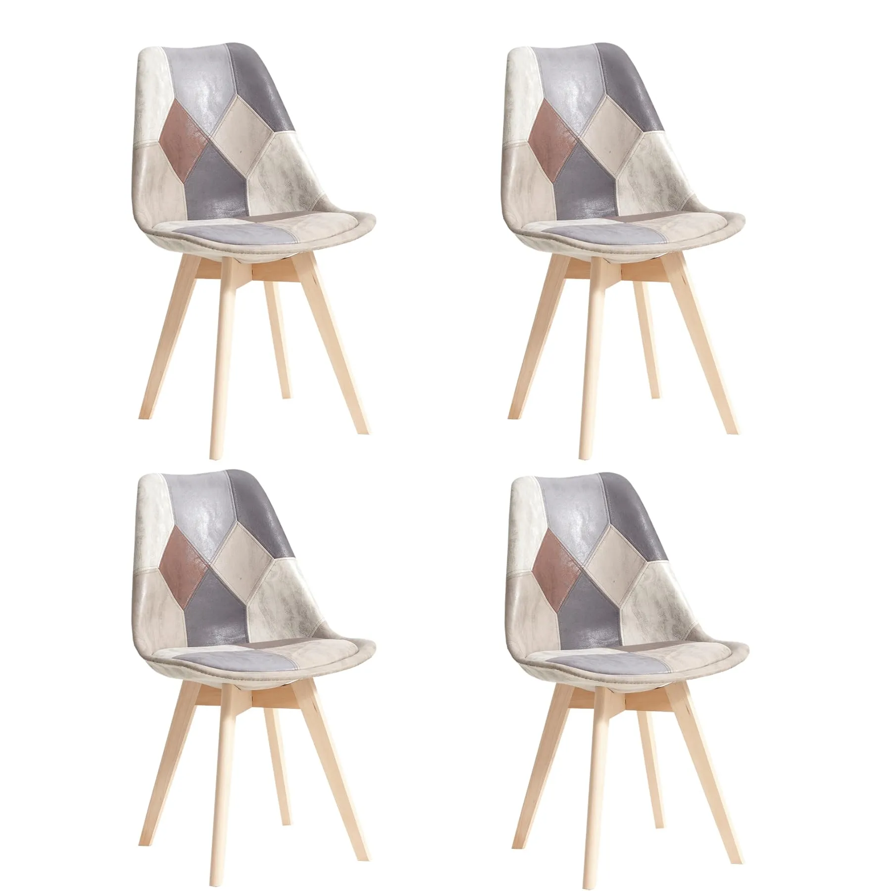 DEYARNA HOME Set di 4 Sedie da Pranzo Imbottite in PU, Marrone - immagine 1