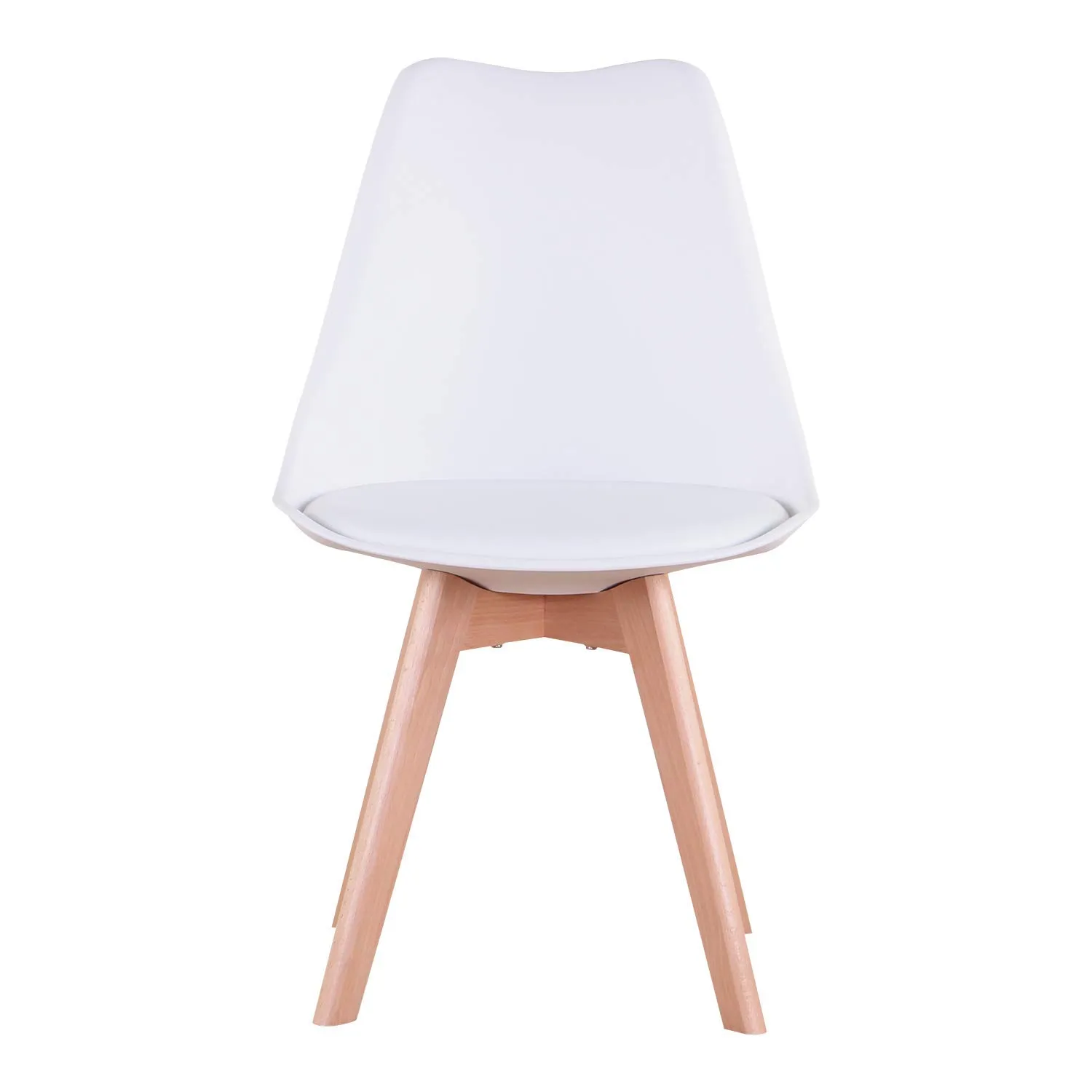 DEYARNA HOME Set di 4 Sedie da Pranzo Moderne Imbottite Scandinave con Gambe in Legno di Faggio, Bianco - immagine 2
