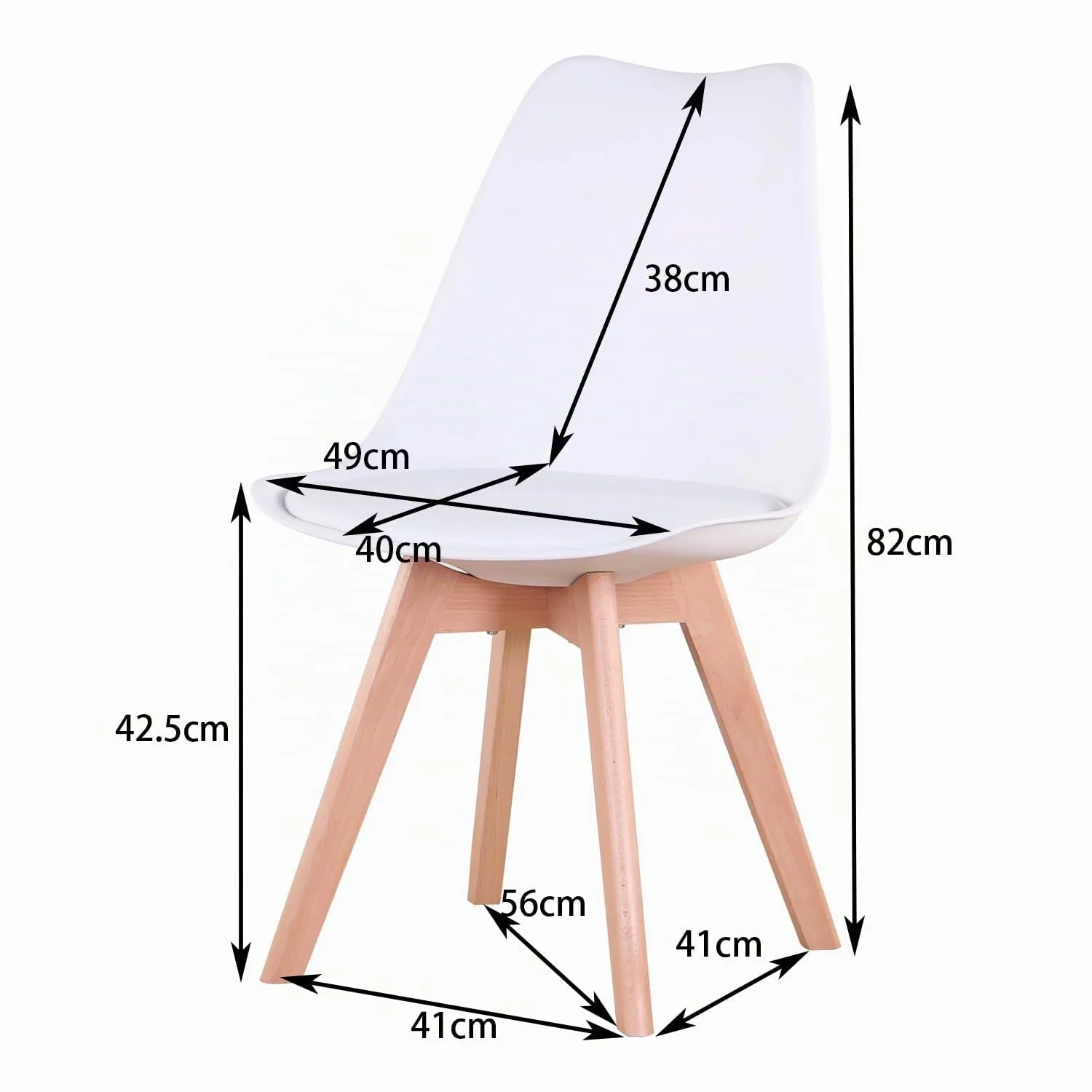 DEYARNA HOME Set di 4 Sedie da Pranzo Moderne Imbottite Scandinave con Gambe in Legno di Faggio, Bianco - immagine 8