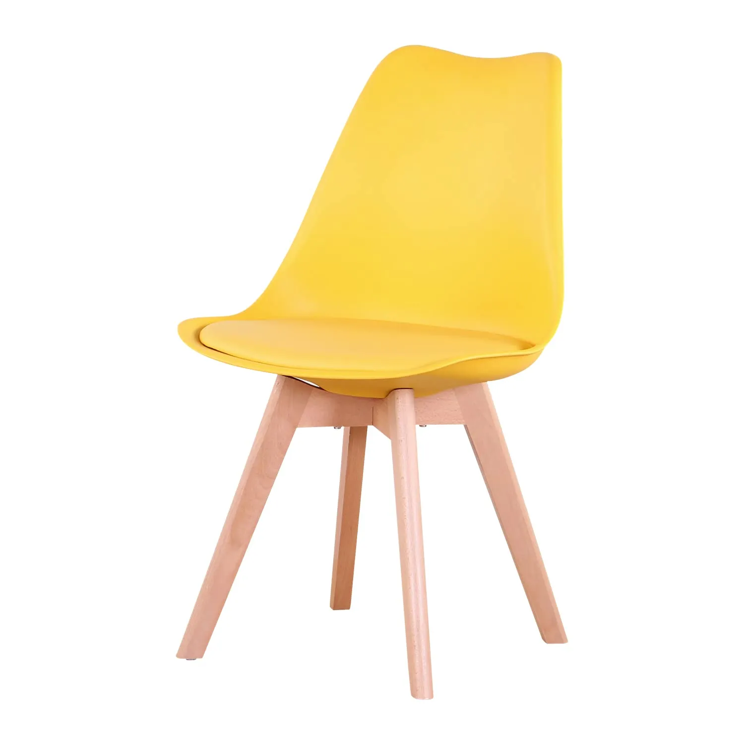 DEYARNA HOME Set di 8 Sedie da Pranzo Moderne Imbottite con Gambe in Legno di Faggio, Giallo - immagine 3